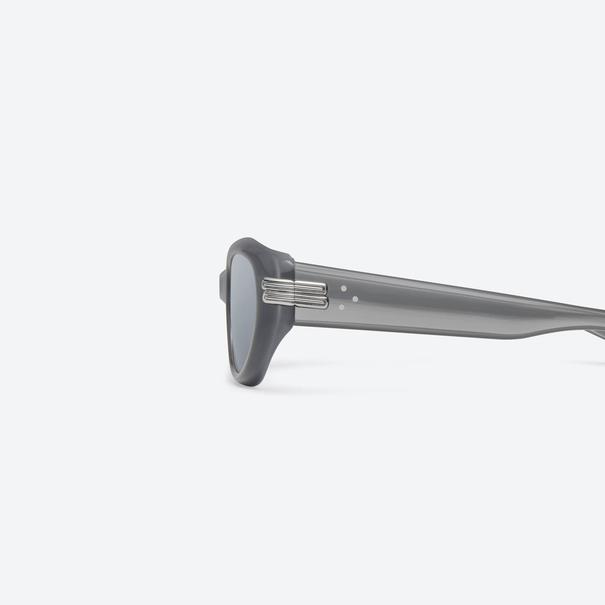 A detailed left view of Gentle Monster Kiko G13 Gray Acetate framed Wraparound sunglasses.