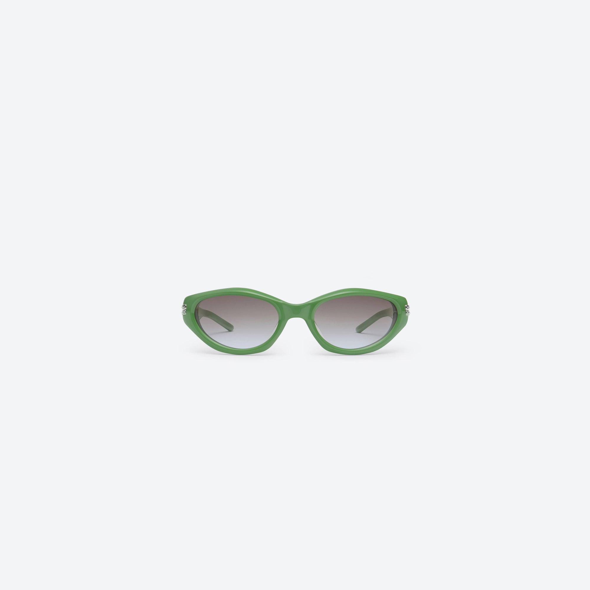 A front view of Gentle Monster Kiko GR7 Green Acetate framed Wraparound sunglasses.