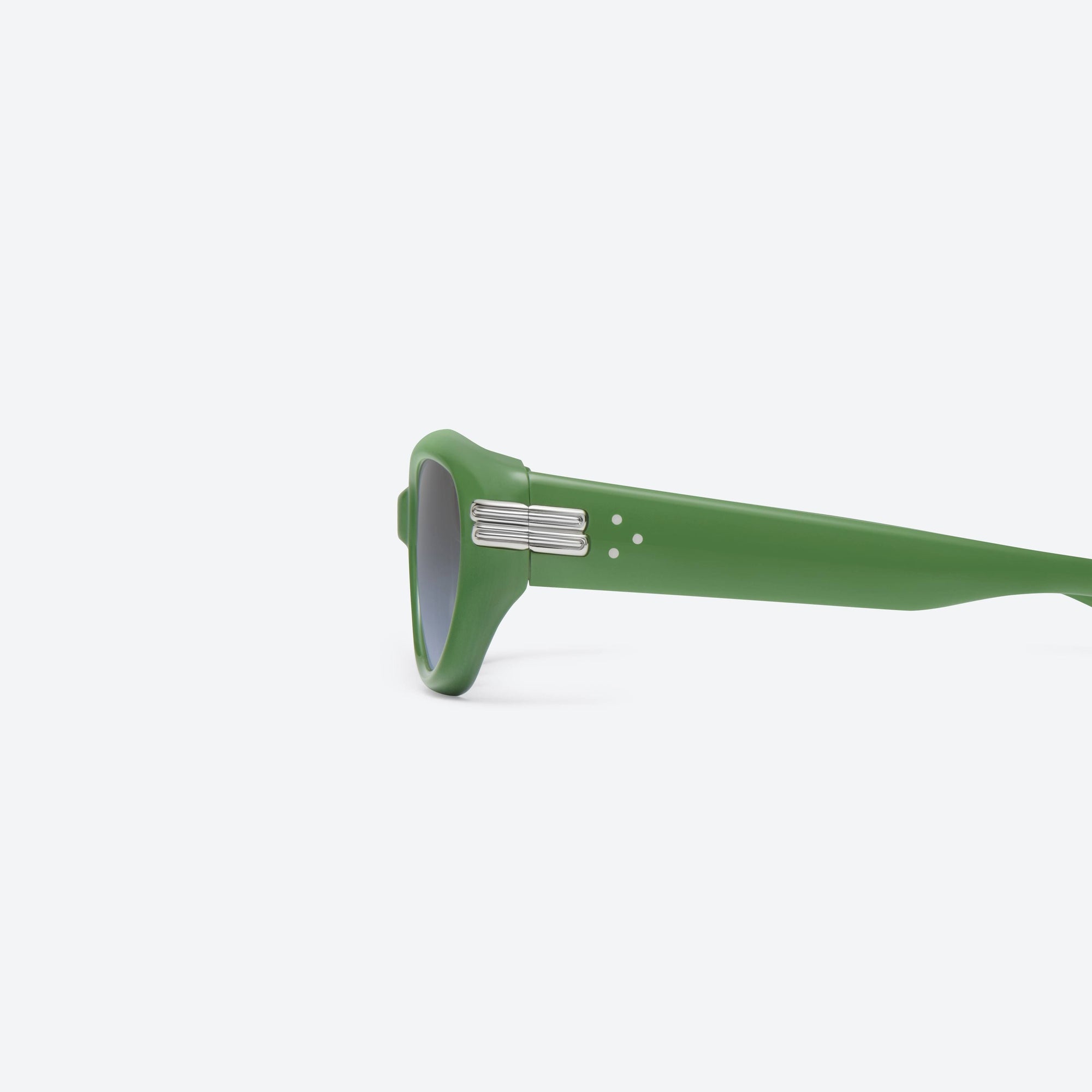 A detailed left view of Gentle Monster Kiko GR7 Green Acetate framed Wraparound sunglasses.