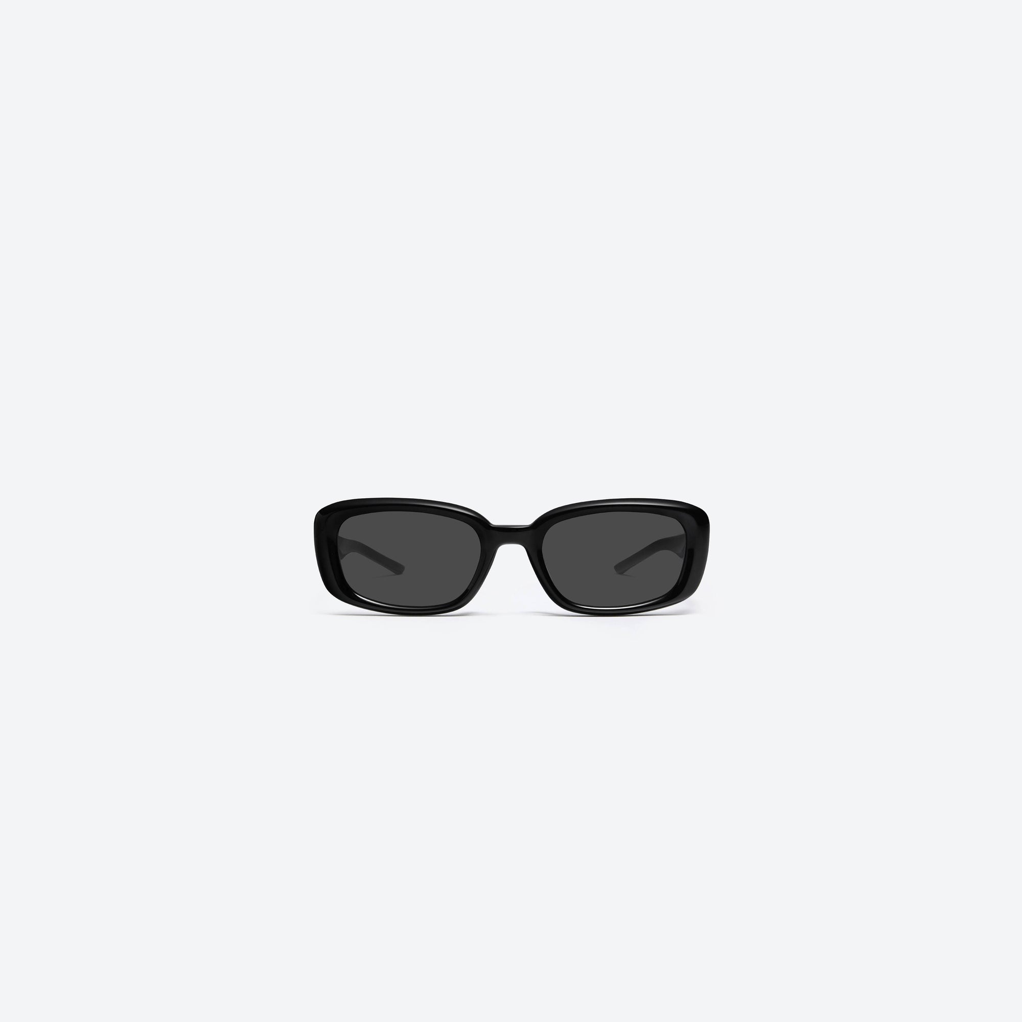 A front view of Gentle Monster Lin 01 Black Acetate framed Square sunglasses.