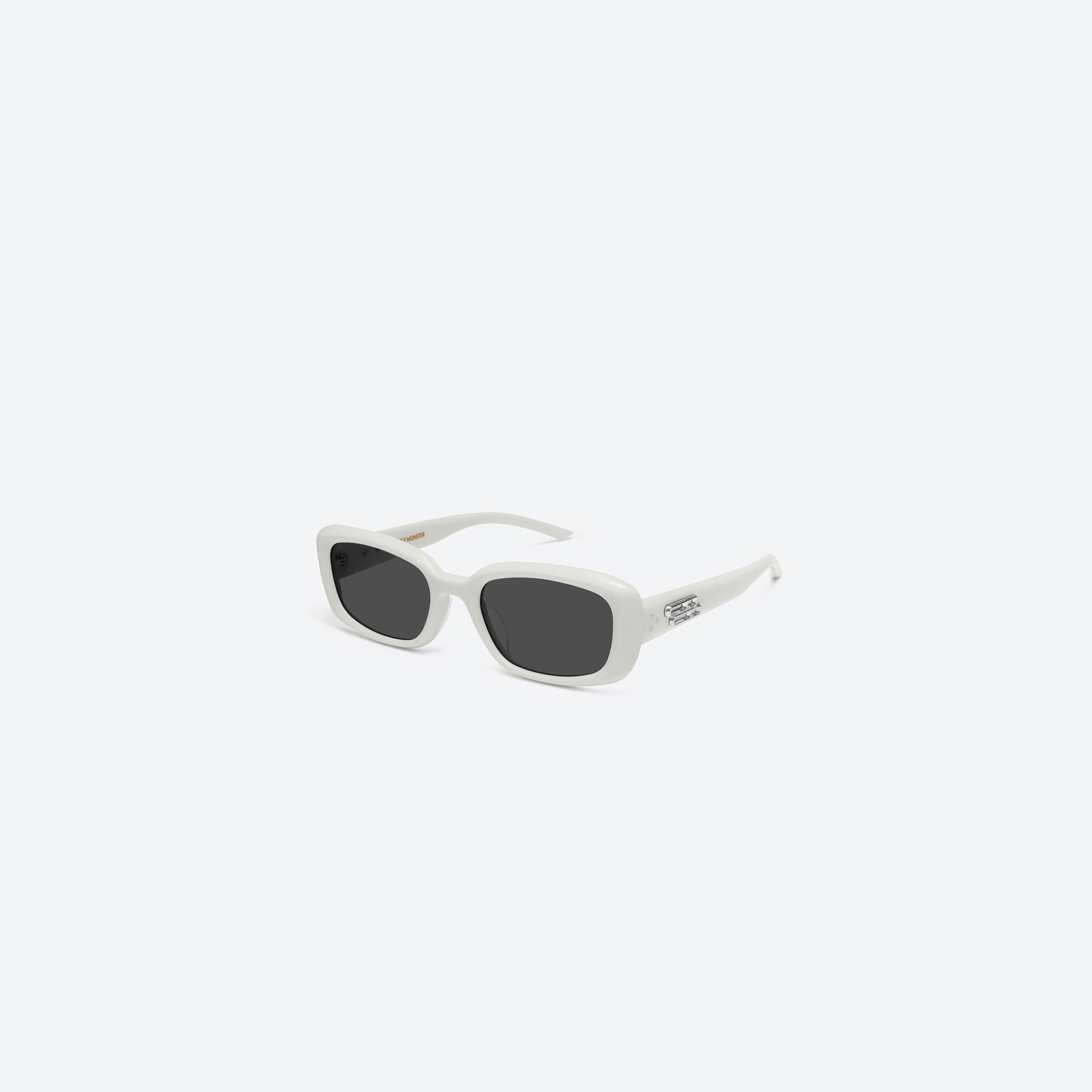 45-degree view of Gentle Monster Lin W2 White Acetate framed Square sunglasses.