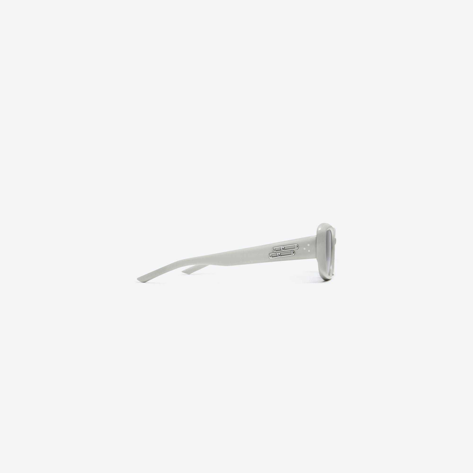 A detailed right view of Gentle Monster Lin G12 Gray Acetate framed Square sunglasses.