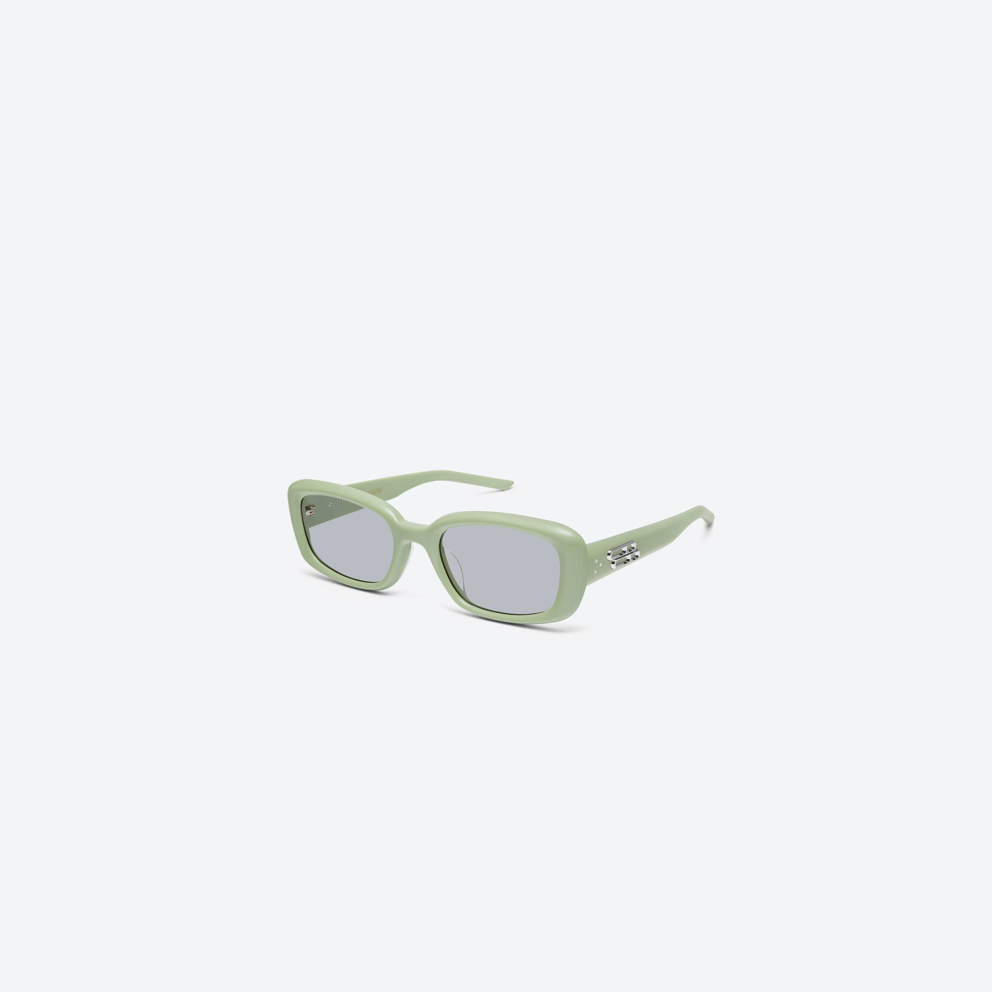 45-degree view of Gentle Monster Lin GR8 Green Acetate framed Square sunglasses.
