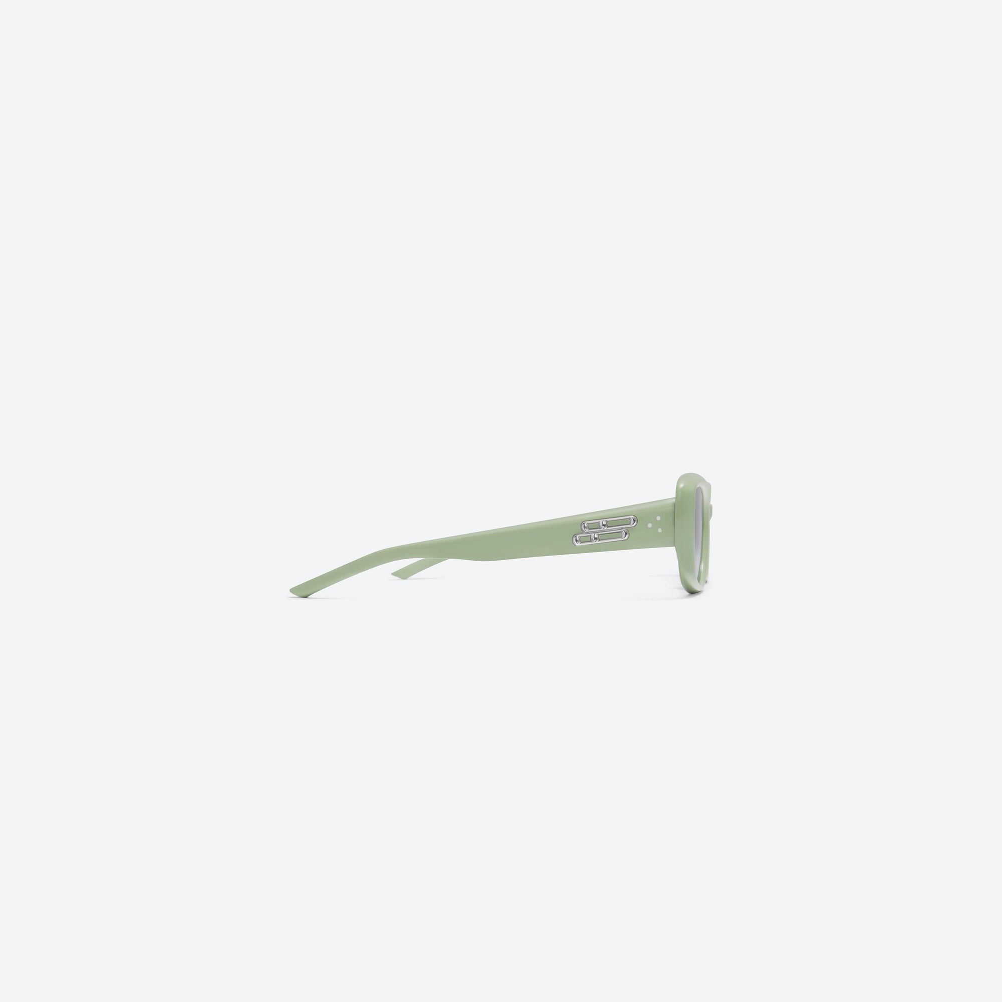 A detailed right view of Gentle Monster Lin GR8 Green Acetate framed Square sunglasses.