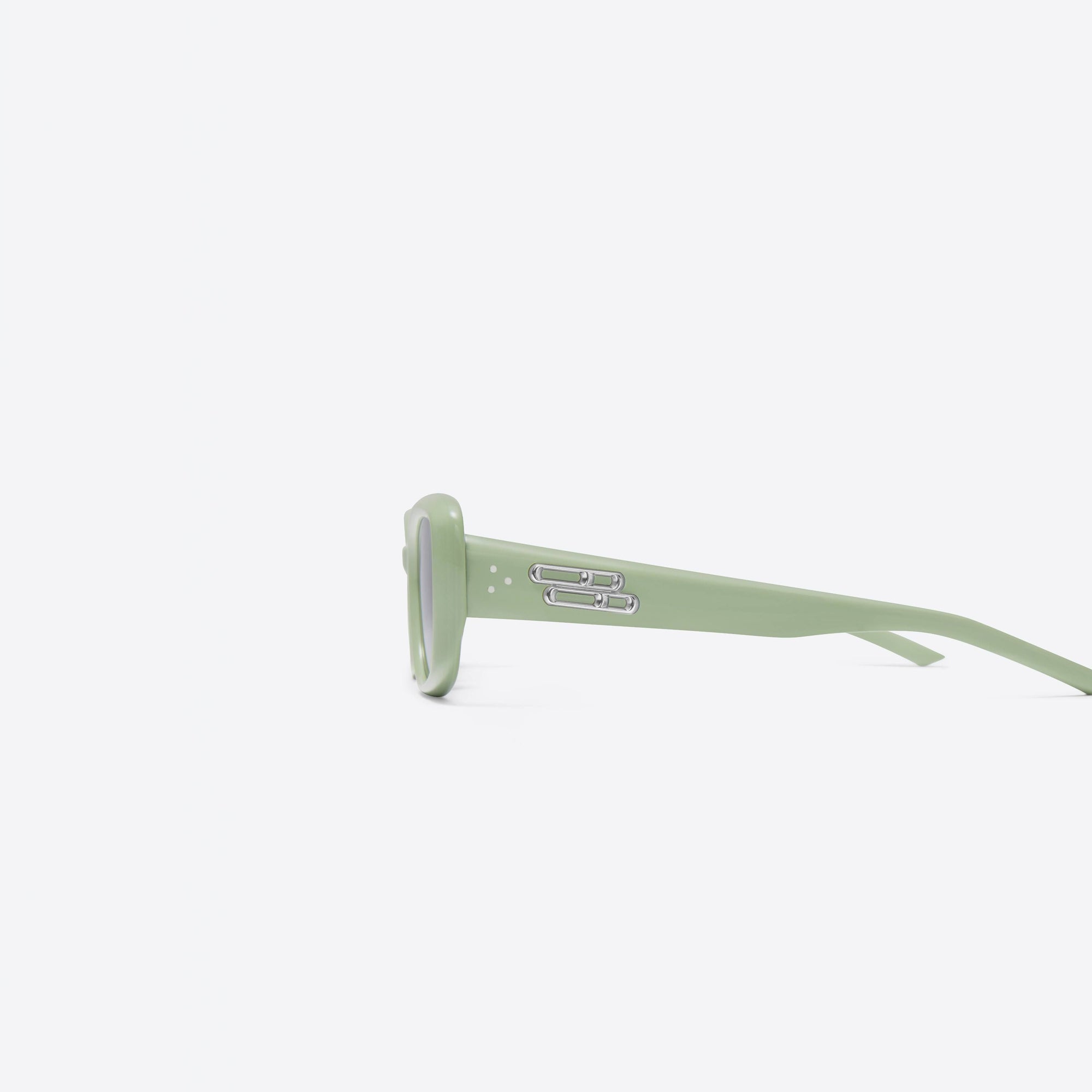 A detailed left view of Gentle Monster Lin GR8 Green Acetate framed Square sunglasses.