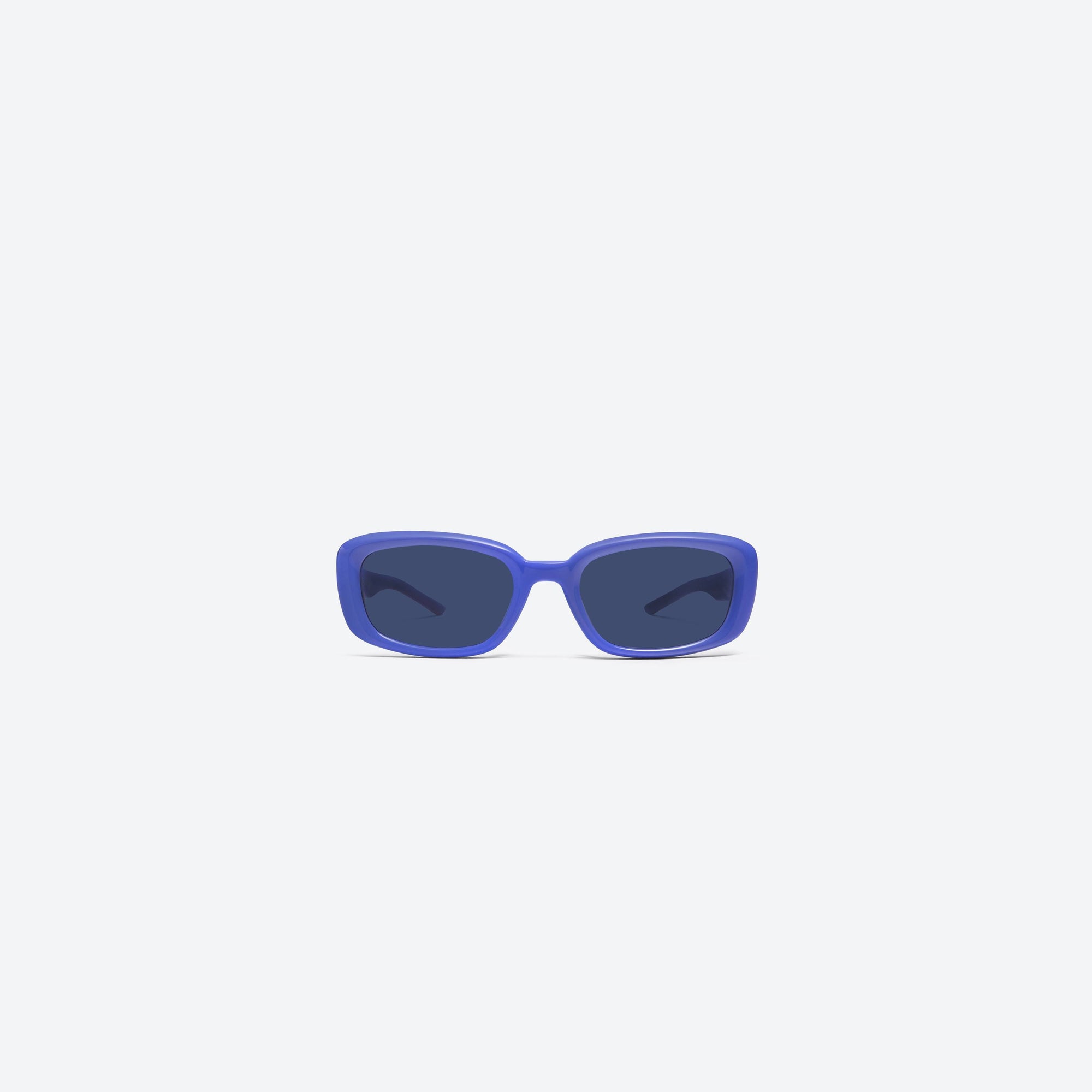 A front view of Gentle Monster Lin V3 Purple Acetate framed Square sunglasses.