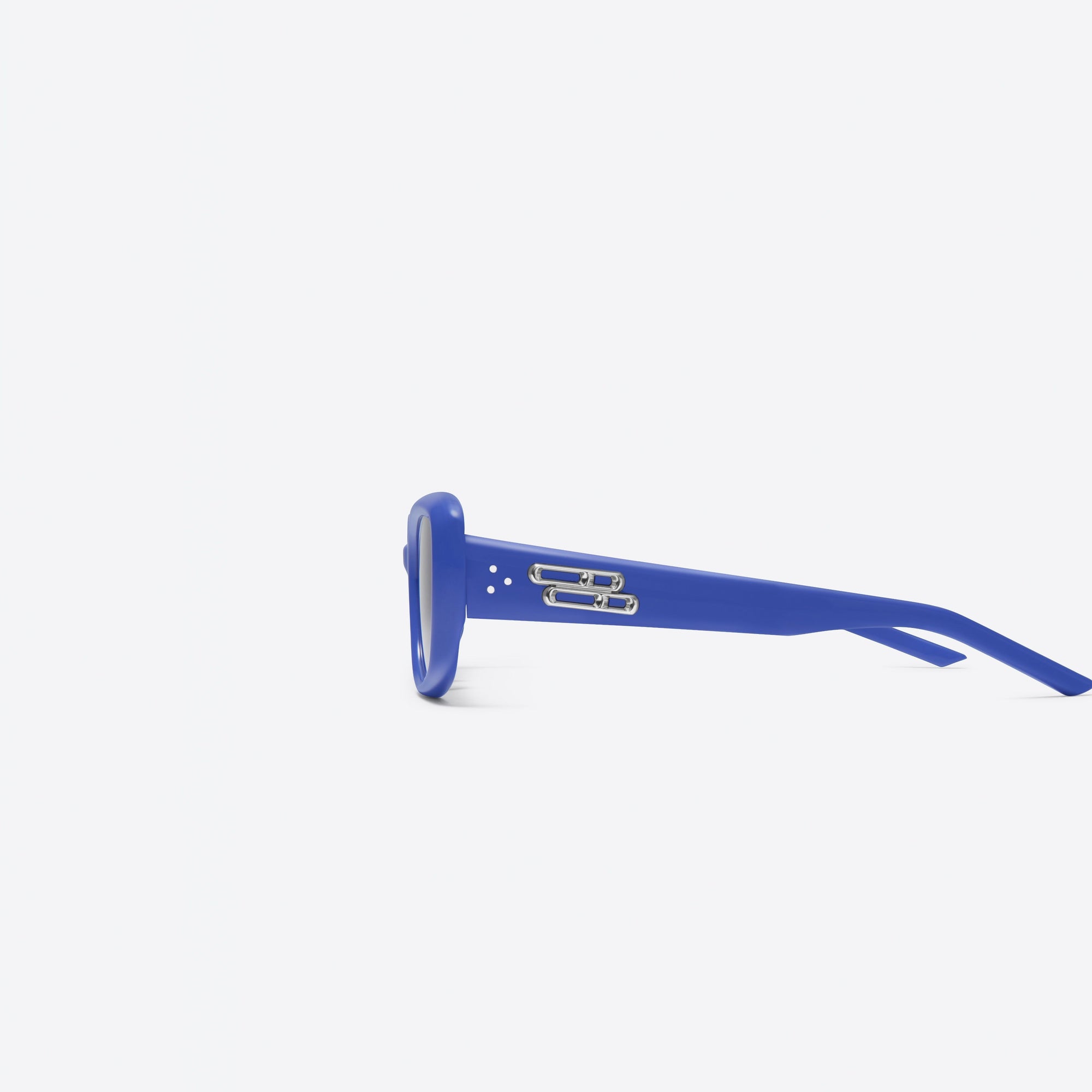 A detailed left view of Gentle Monster Lin V3 Purple Acetate framed Square sunglasses.