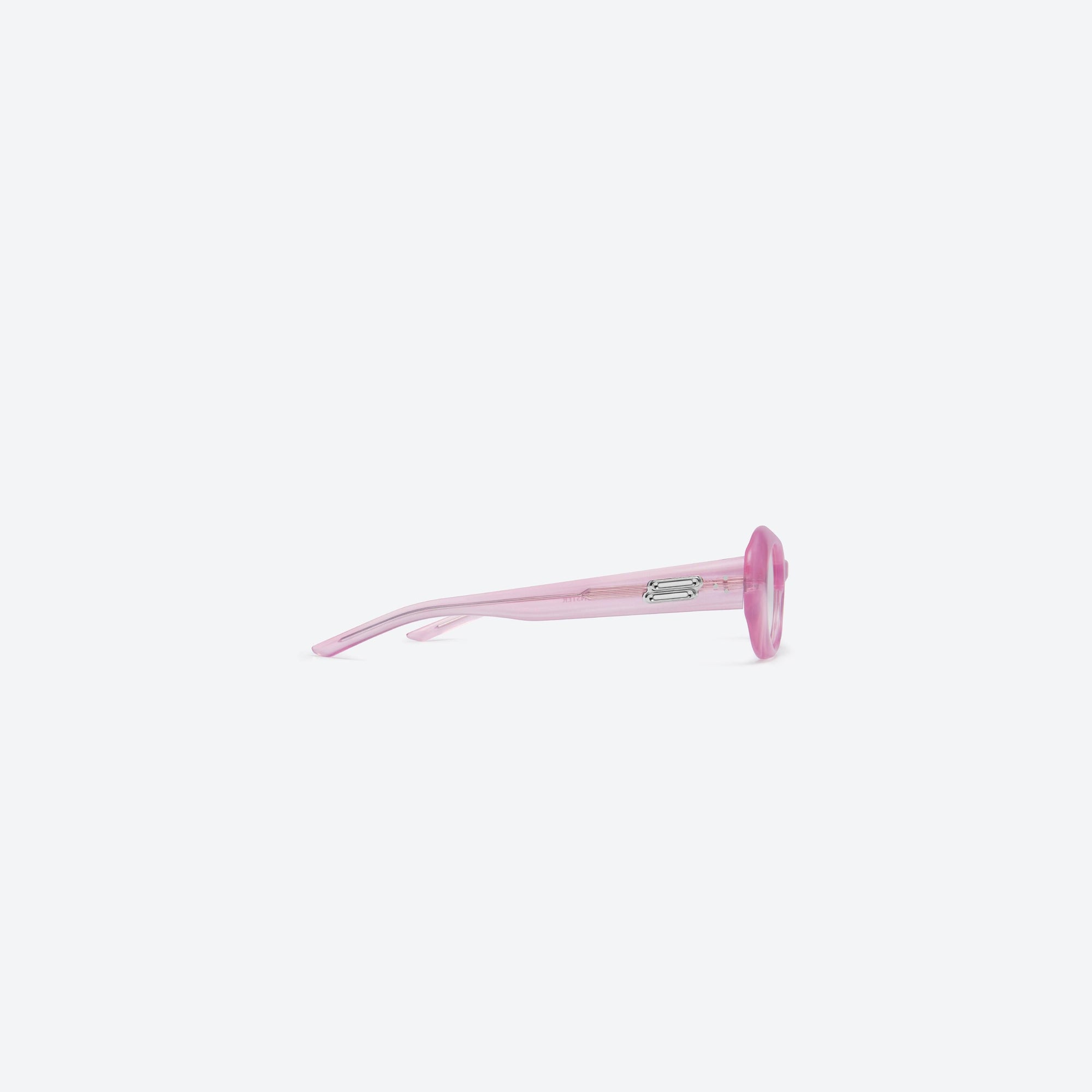 A detailed right view of Gentle Monster Molta PC9 Pink Acetate framed Oval sunglasses.