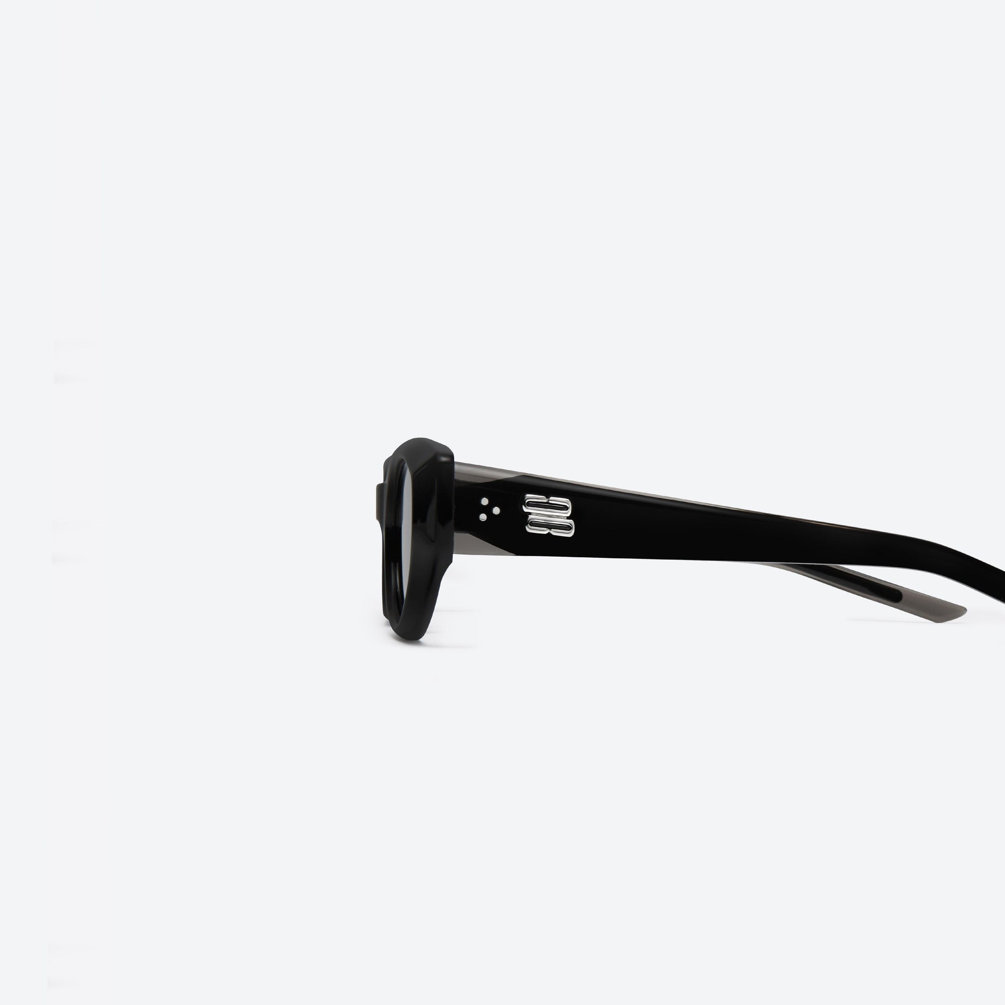 A detailed left view of Gentle Monster Monta 01 Black Acetate framed Square sunglasses.
