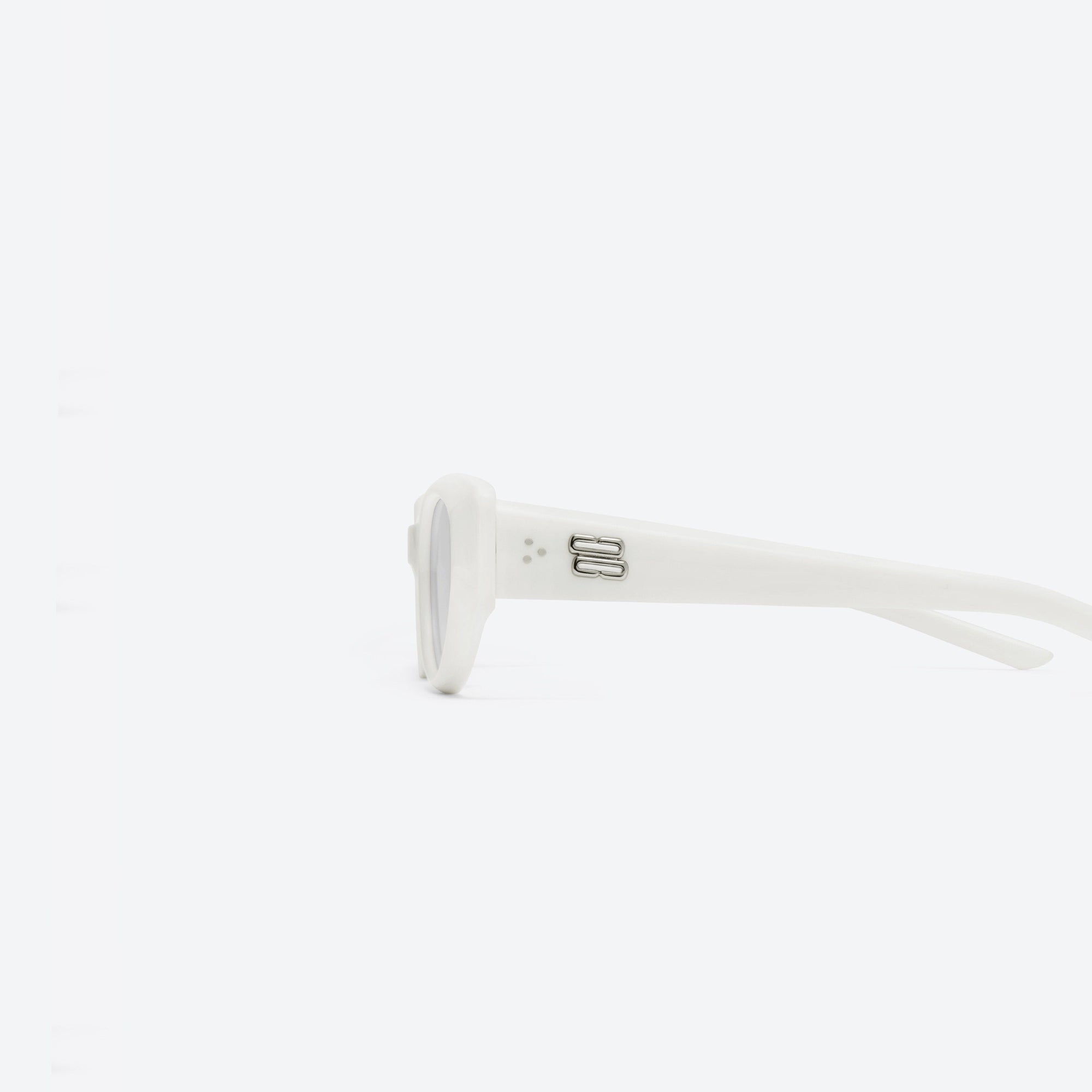 A detailed left view of Gentle Monster Monta W2 White Acetate framed Square sunglasses.