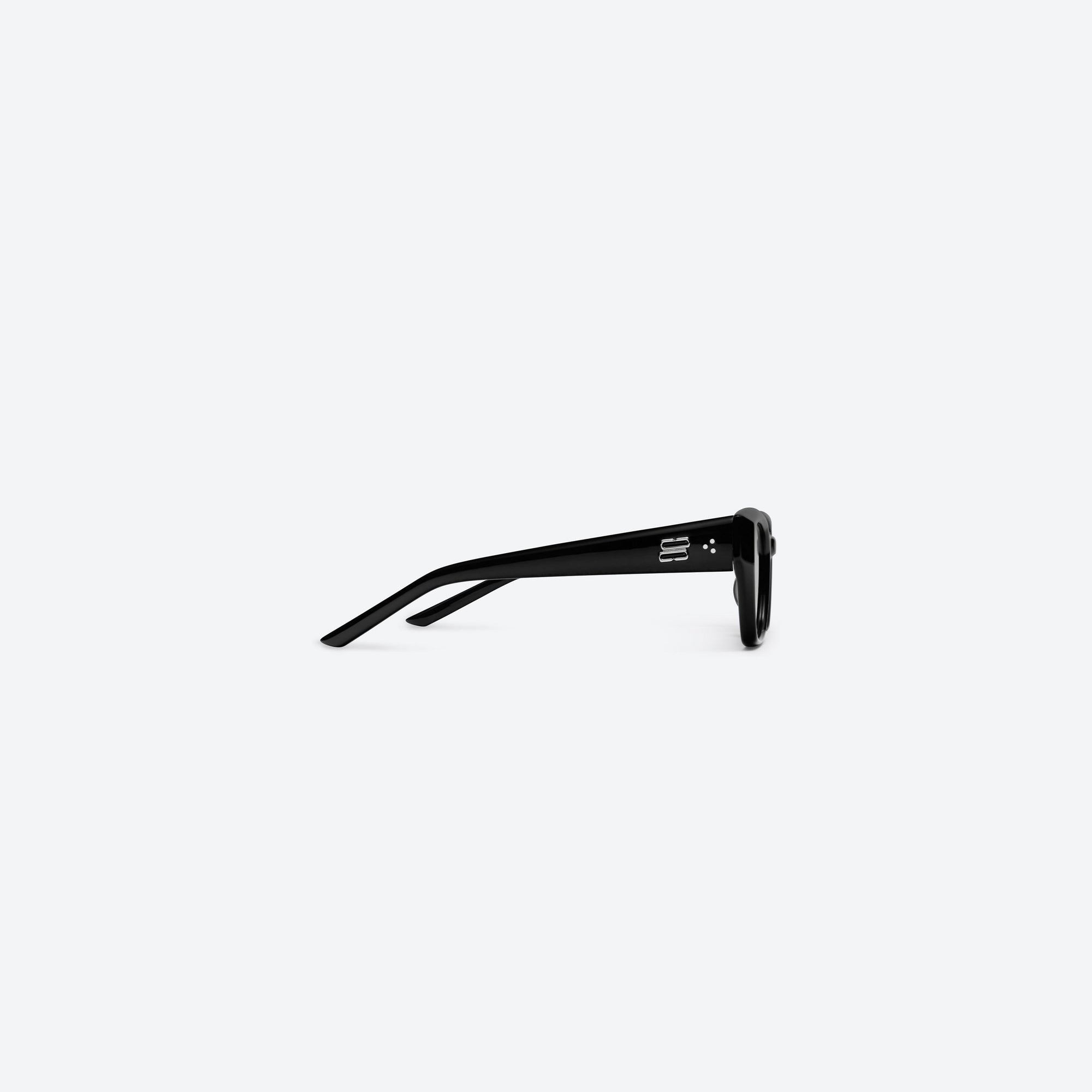 A detailed right view of Gentle Monster Nabi 01 Black Acetate framed Square sunglasses.
