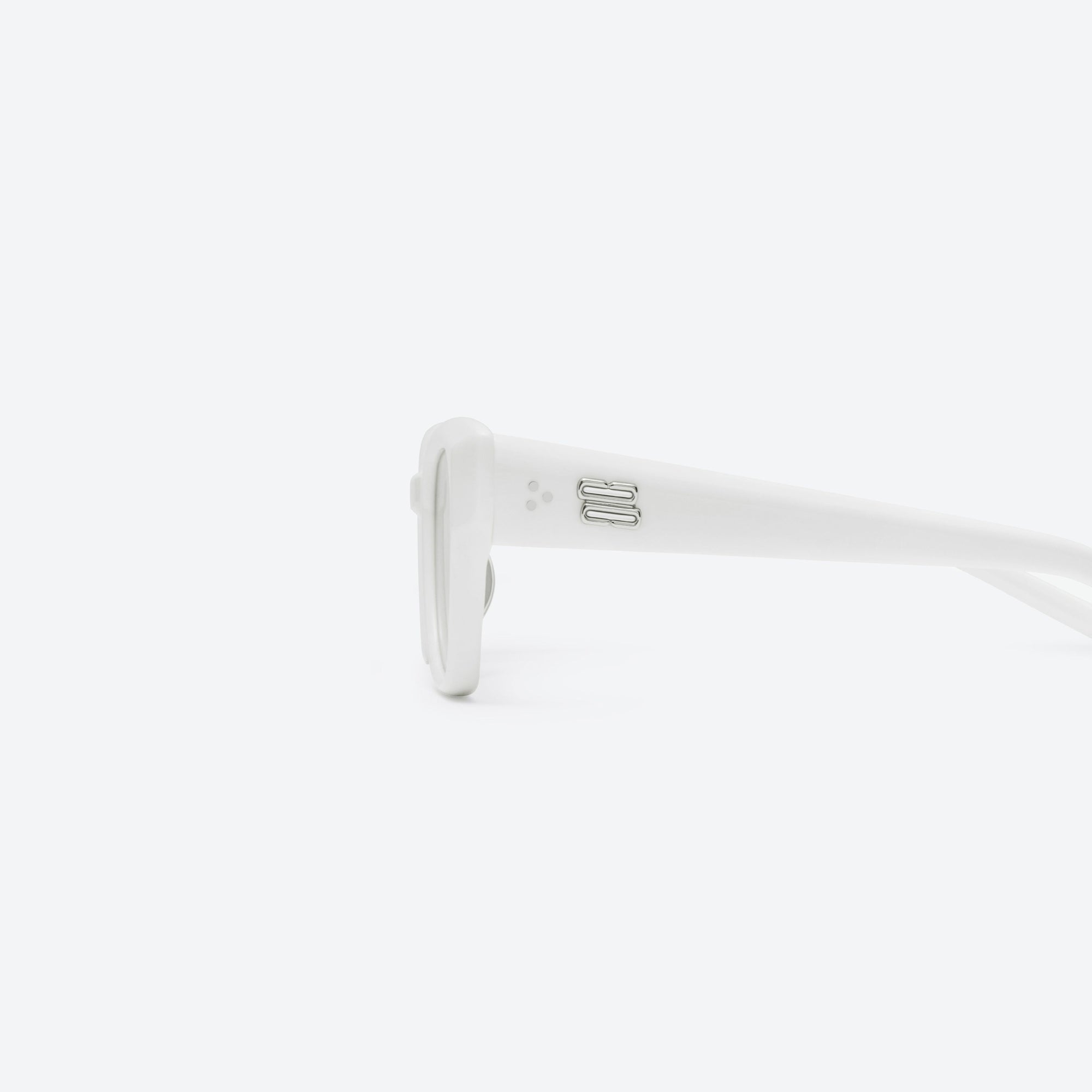 A detailed left view of Gentle Monster Nabi W2 White Acetate framed Square sunglasses.
