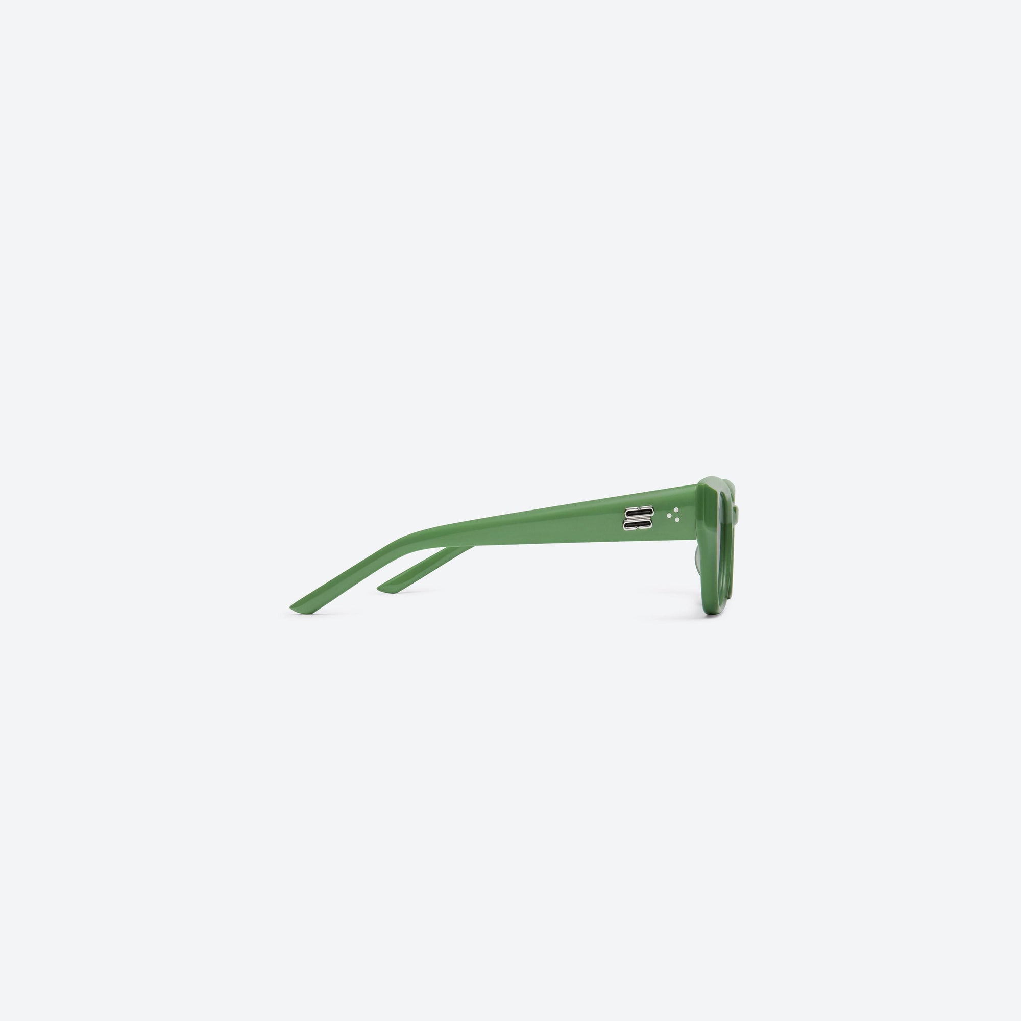 A detailed right view of Gentle Monster Nabi GR7 Green Acetate framed Square sunglasses.