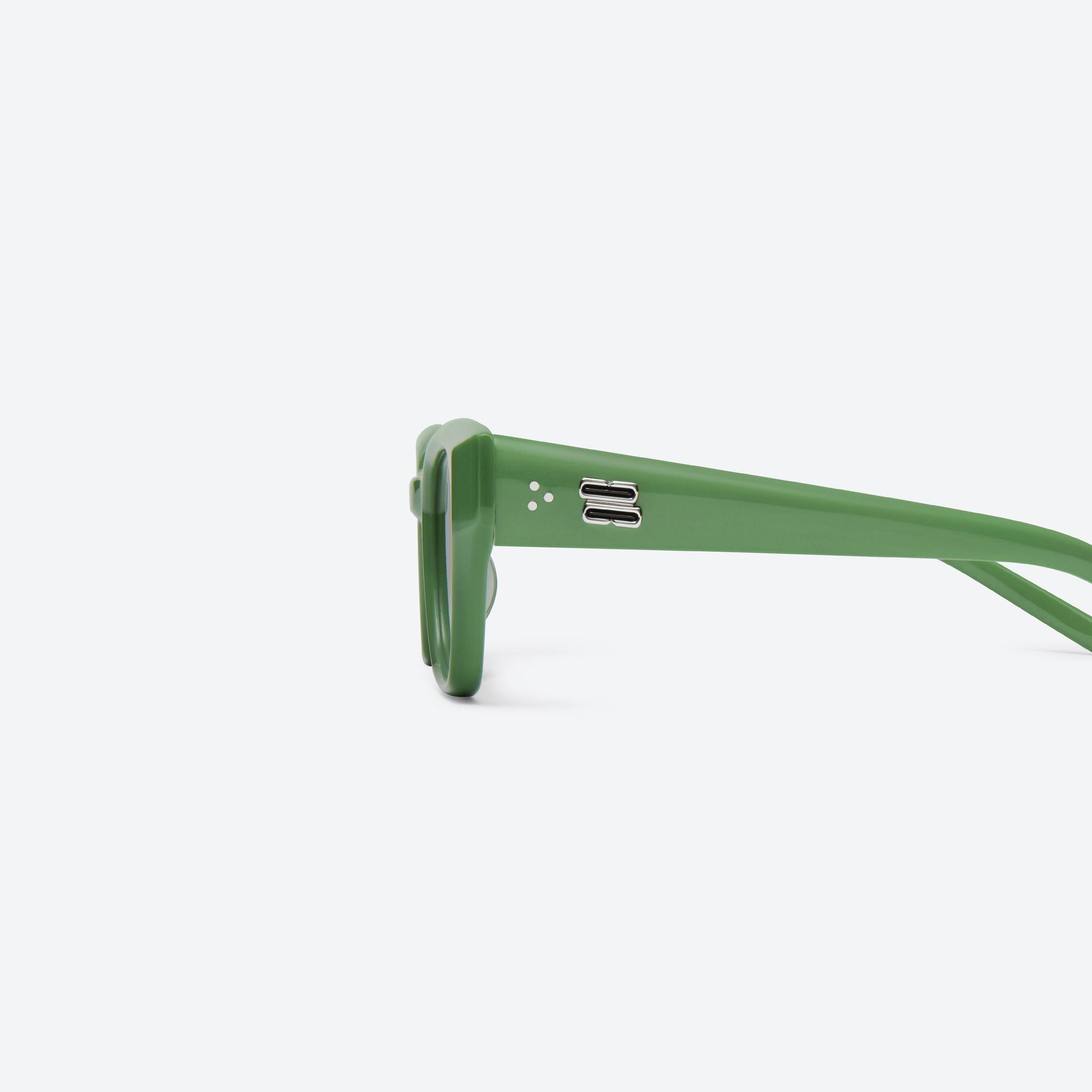 A detailed left view of Gentle Monster Nabi GR7 Green Acetate framed Square sunglasses.