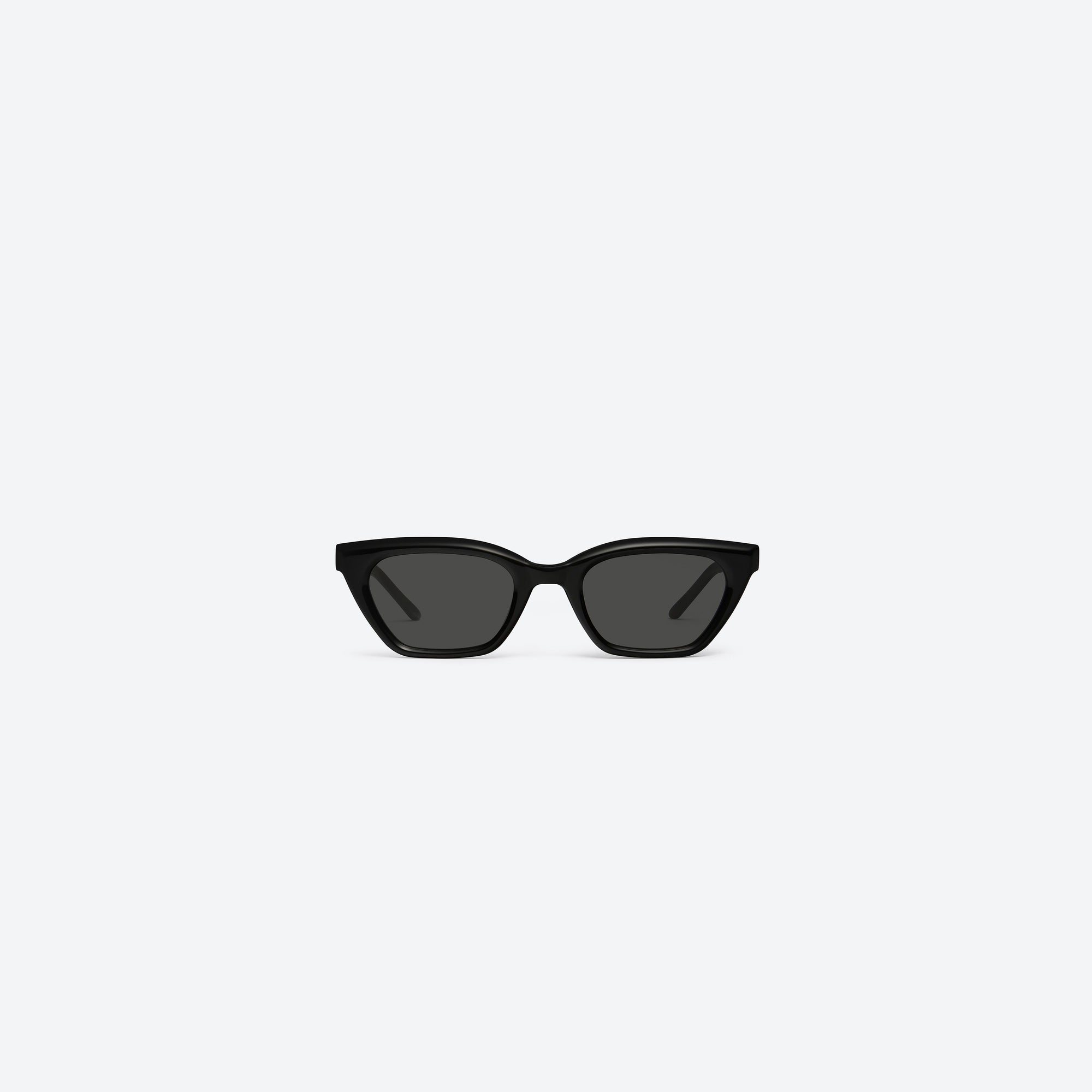 A front view of Gentle Monster Nonn 01 Black Acetate framed Cat-eye sunglasses.