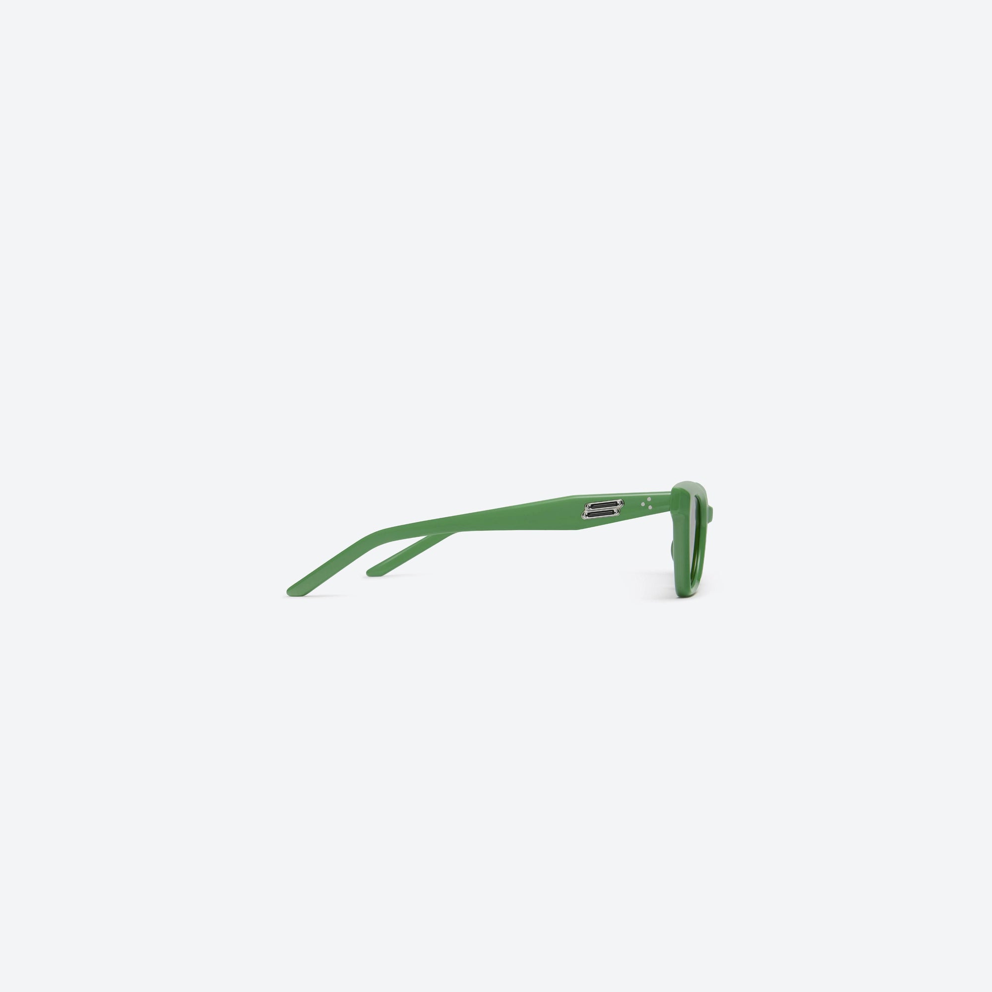 A detailed right view of Gentle Monster Nonn GR7 Green Acetate framed Cat-eye sunglasses.