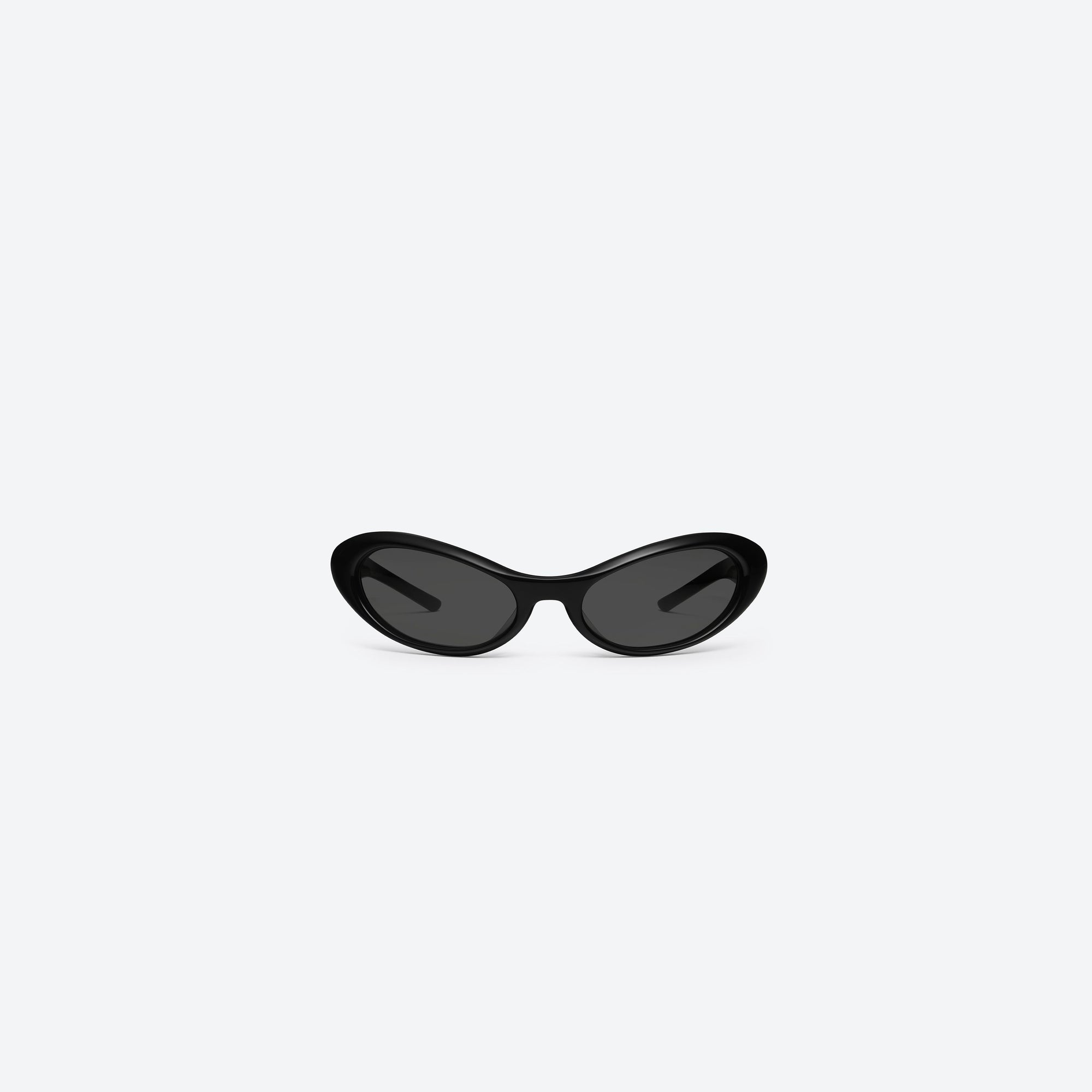 A front view of Gentle Monster Nova 01 Black Acetate framed Wraparound sunglasses.