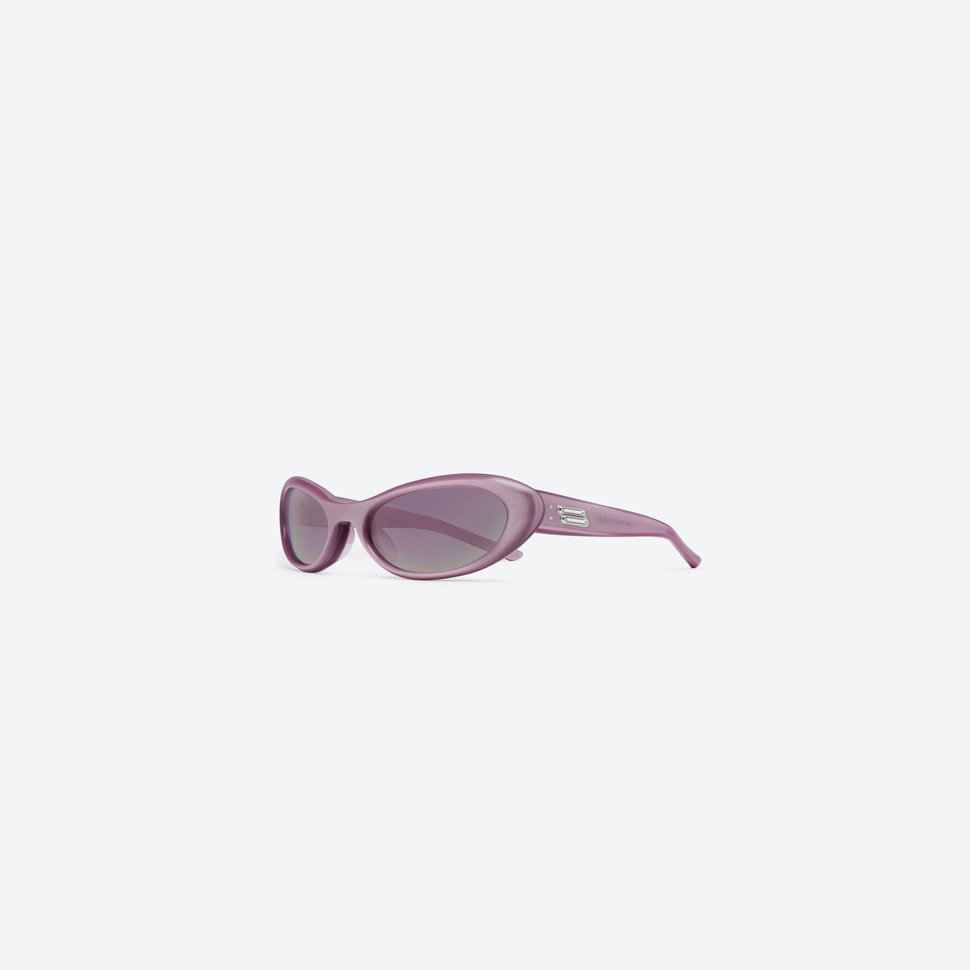 45-degree view of Gentle Monster Nova PC5 Pink Acetate framed Wraparound sunglasses.