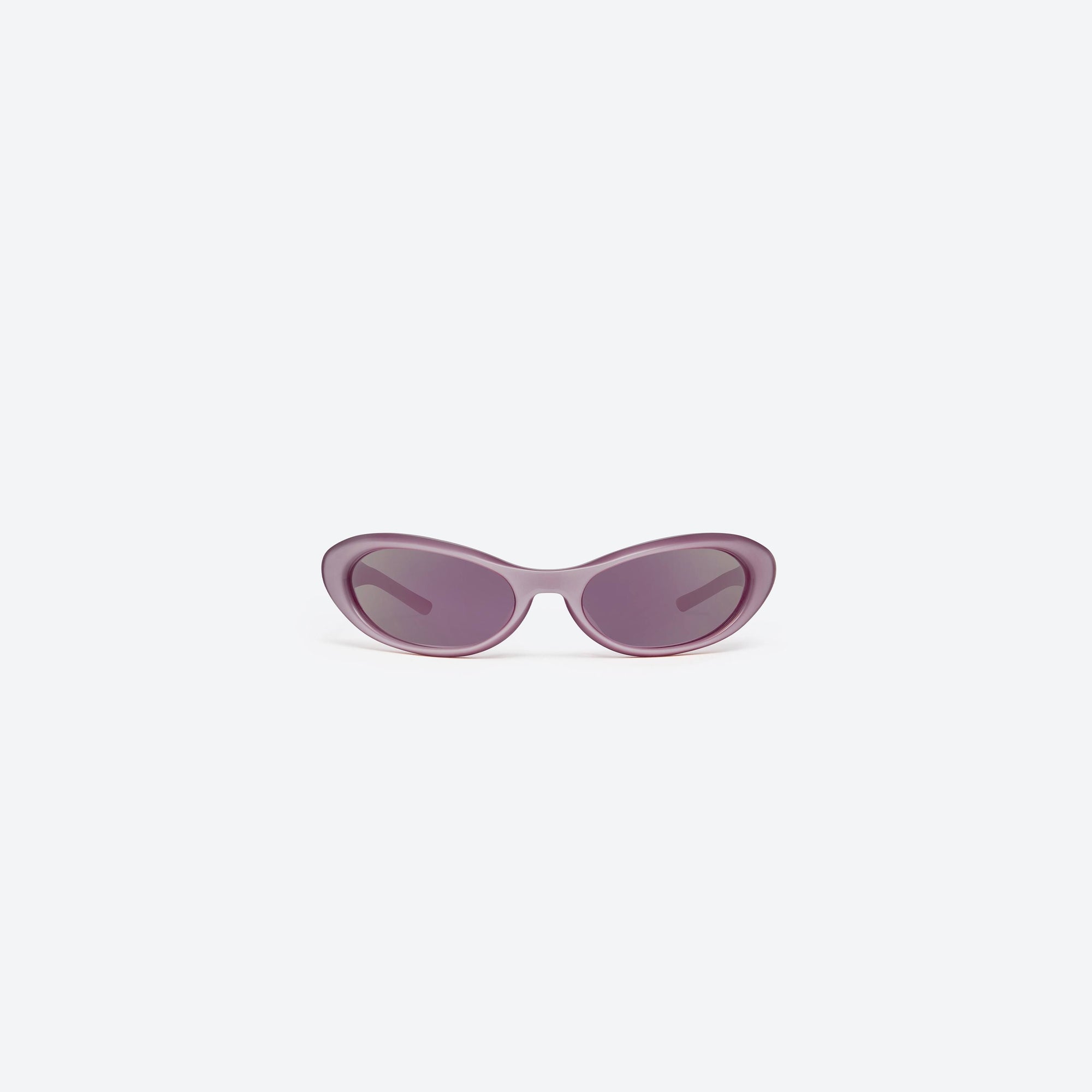 A front view of Gentle Monster Nova PC5 Pink Acetate framed Wraparound sunglasses.