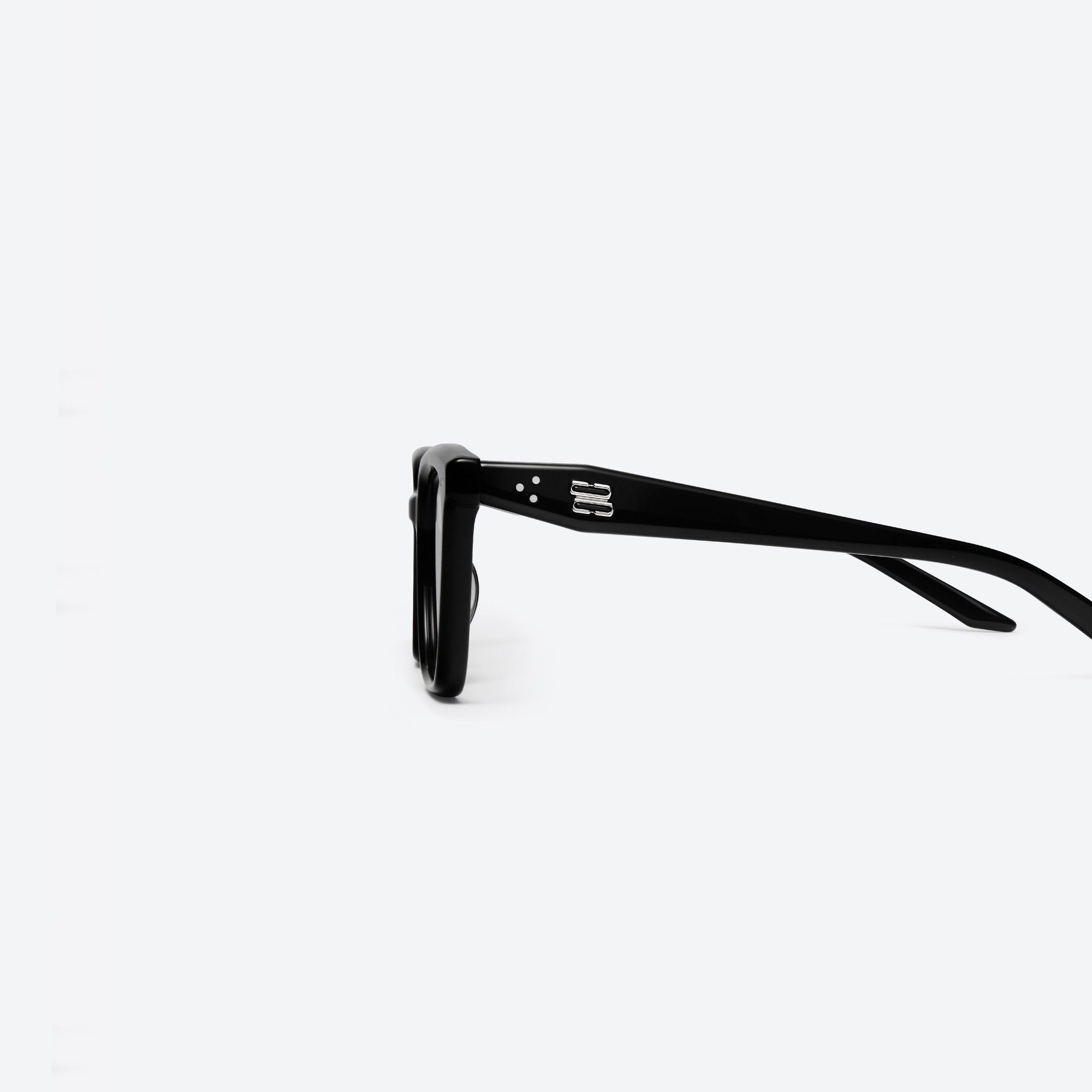 A detailed left view of Gentle Monster Nubo 01(V) Black Acetate framed Square sunglasses.