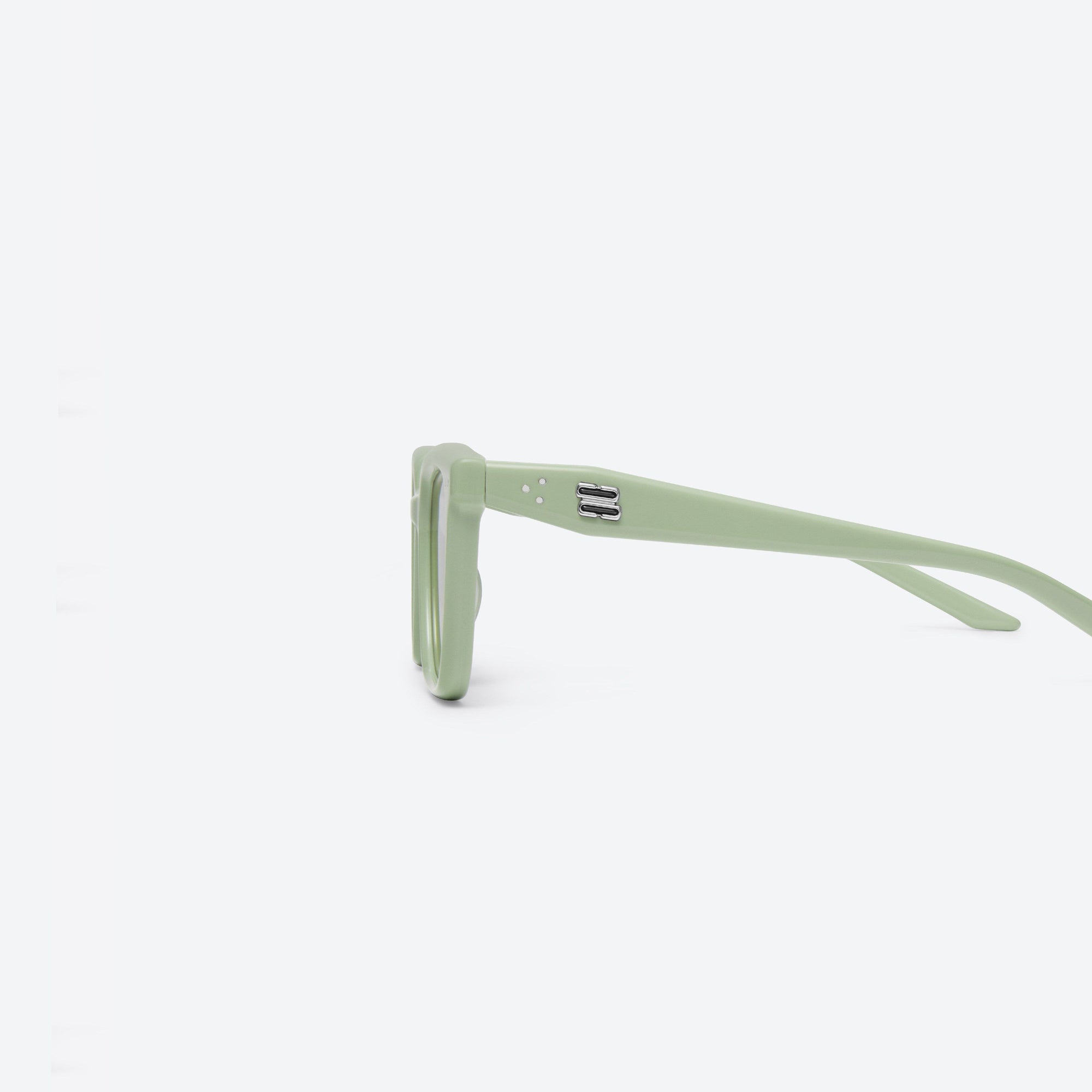 A detailed left view of Gentle Monster Nubo GR8 Green Acetate framed Square sunglasses.