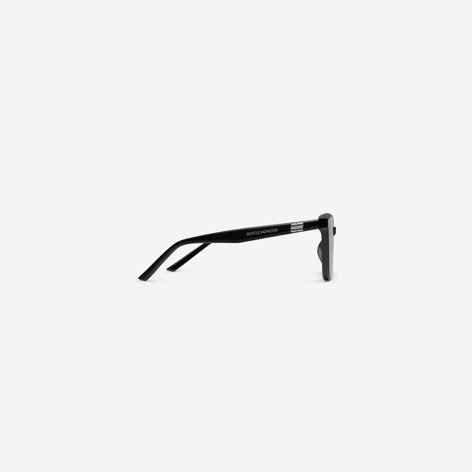 A detailed right view of Gentle Monster Pino 01 Black Acetate framed Square sunglasses.