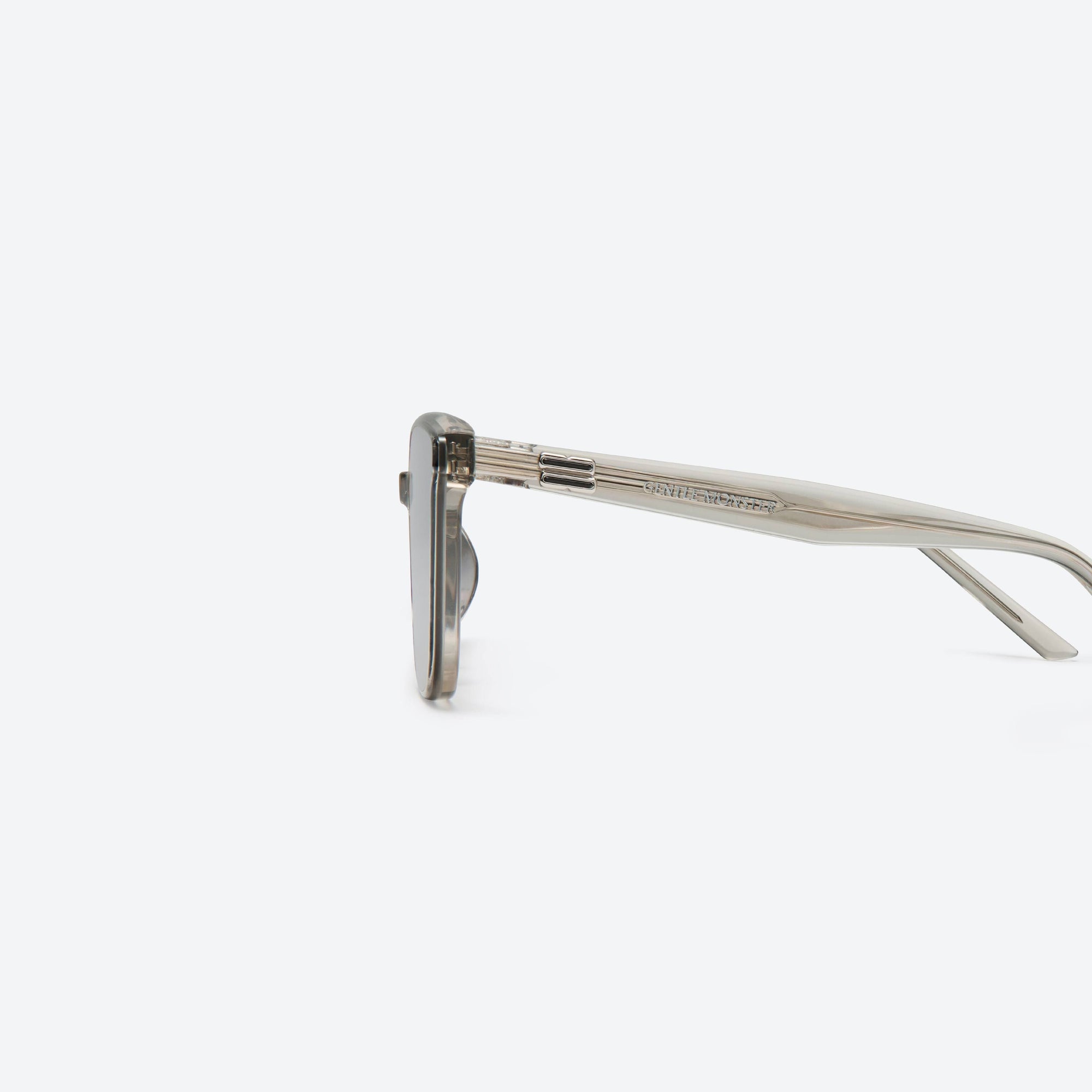 A detailed left view of Gentle Monster Pino BRC11 Brown Acetate framed Square sunglasses.