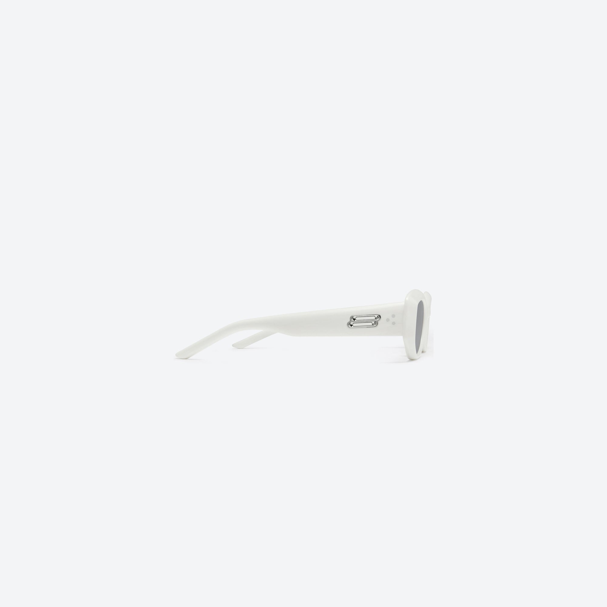 A detailed right view of Gentle Monster Row W2 White Acetate framed Square sunglasses.