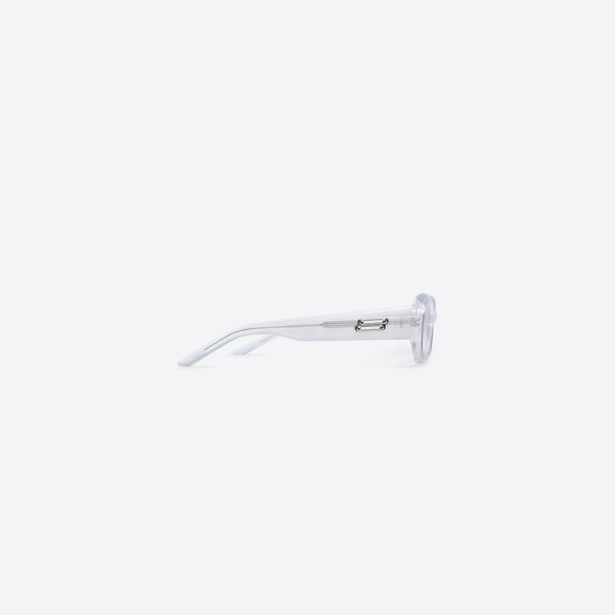 A detailed right view of Gentle Monster Row WC7 White Acetate framed Square sunglasses.