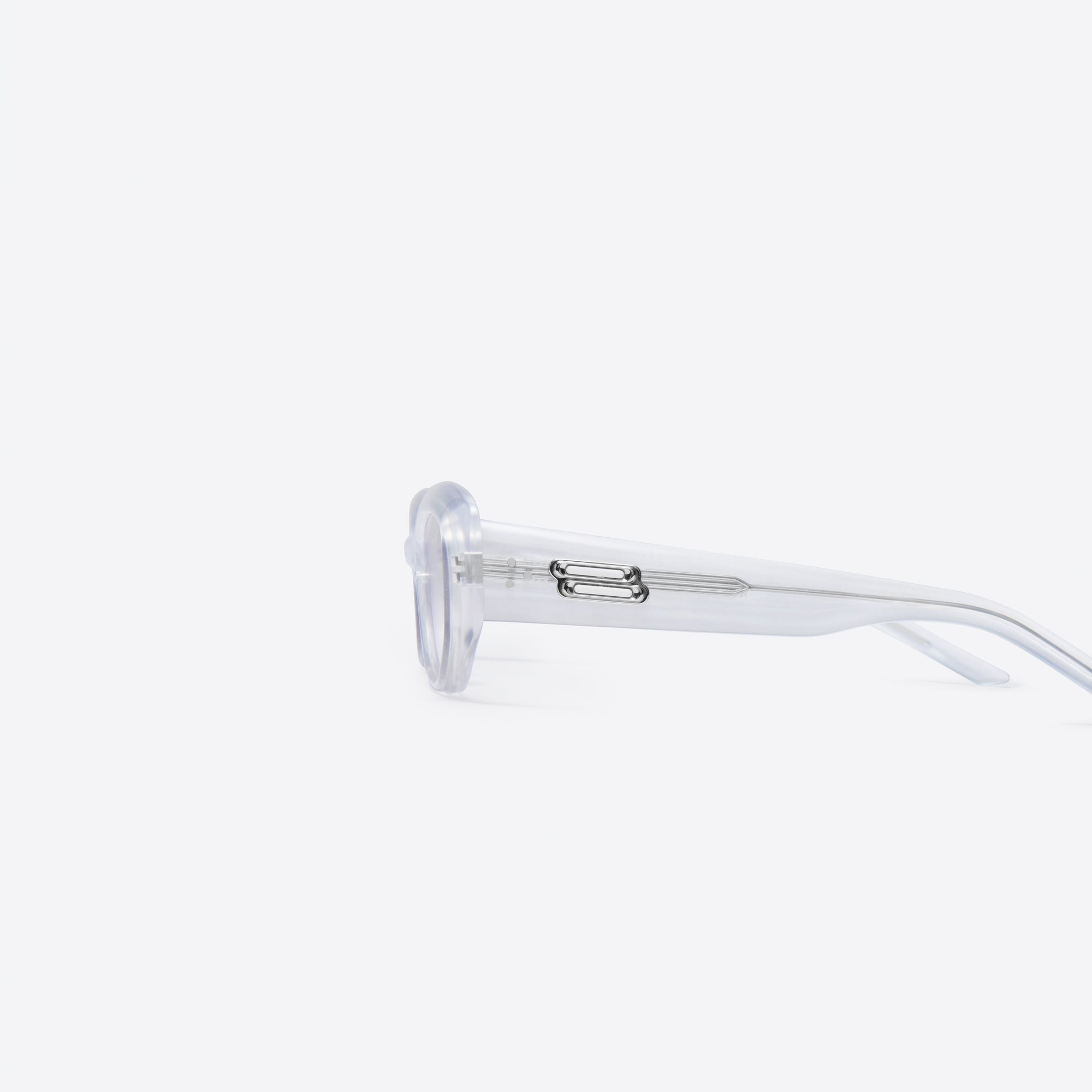 A detailed left view of Gentle Monster Row WC7 White Acetate framed Square sunglasses.