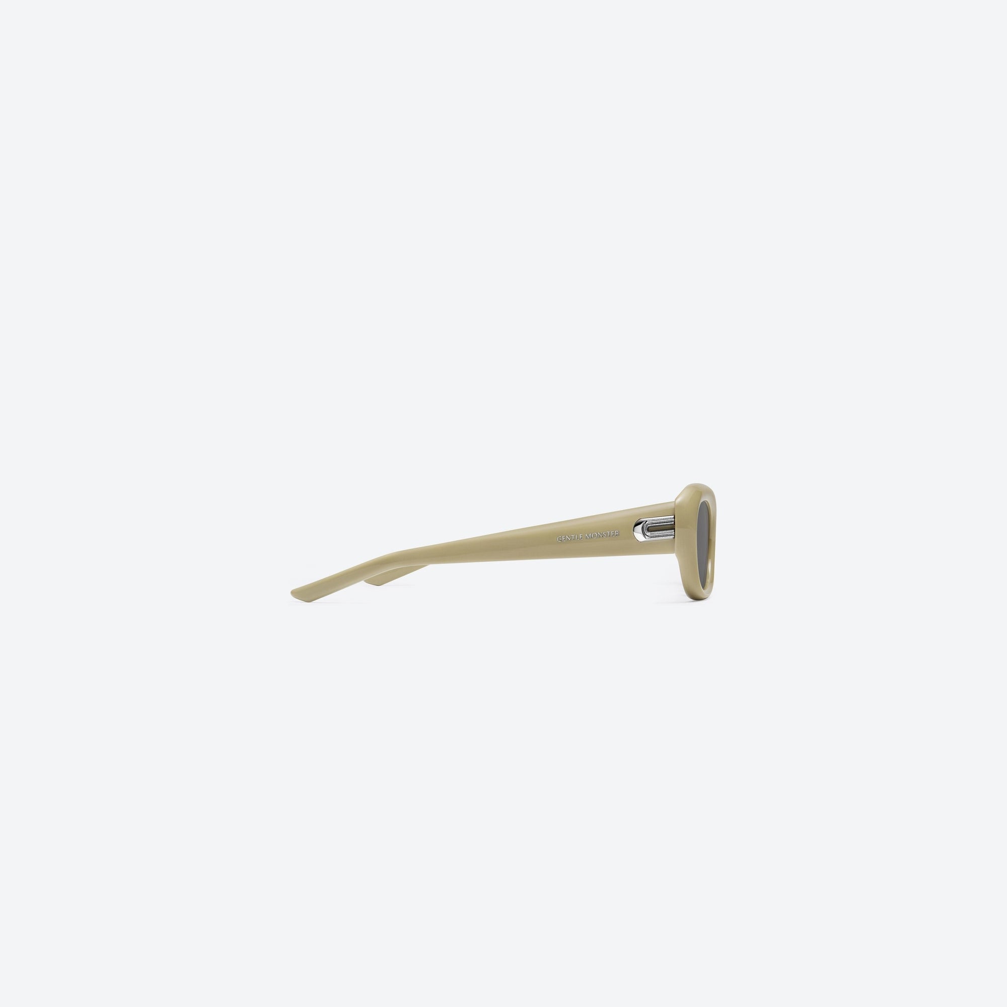 A detailed right view of Gentle Monster Savage Y10 Yellow Acetate framed Square sunglasses.