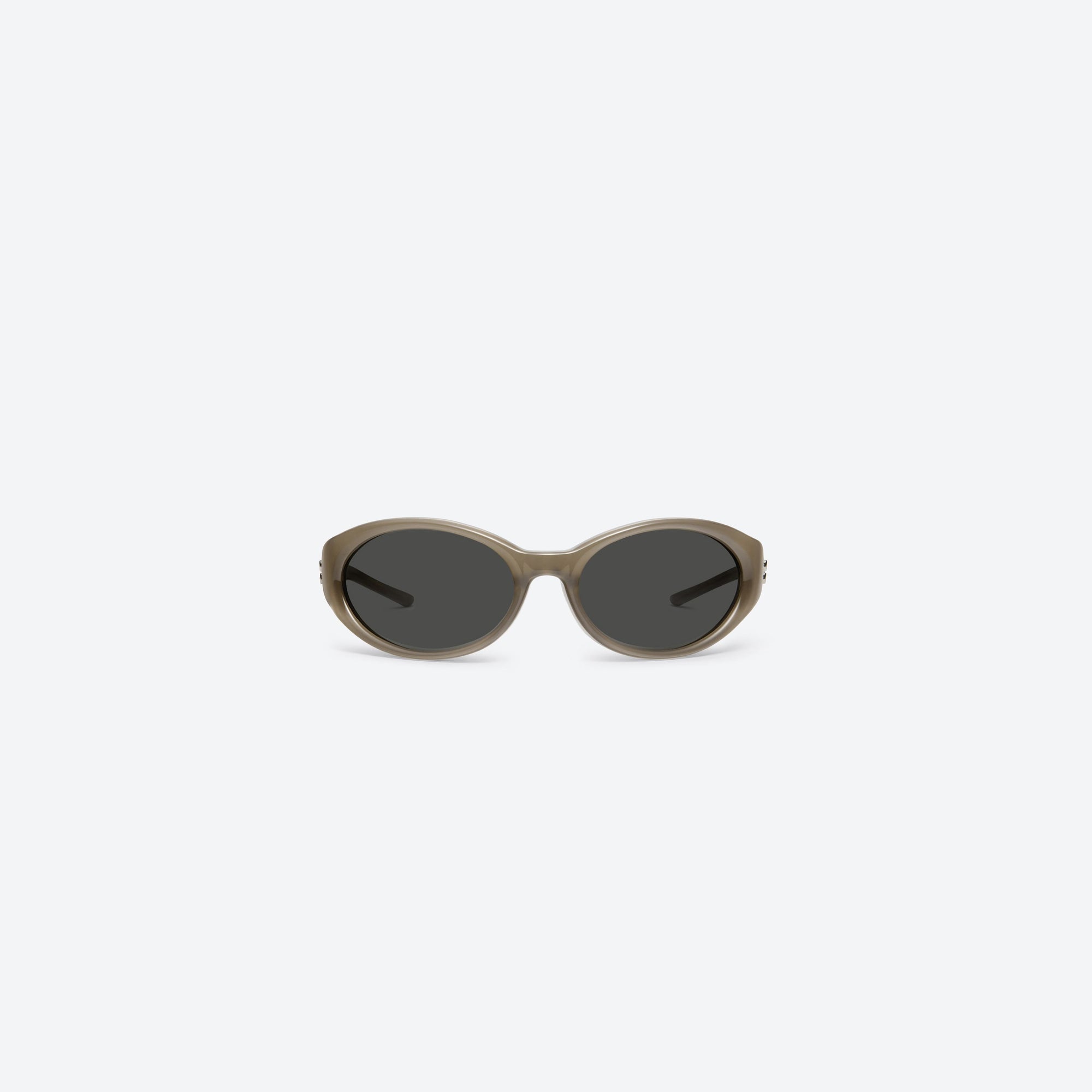 A front view of Gentle Monster Sphere BRC9 Brown Acetate framed Wraparound sunglasses.