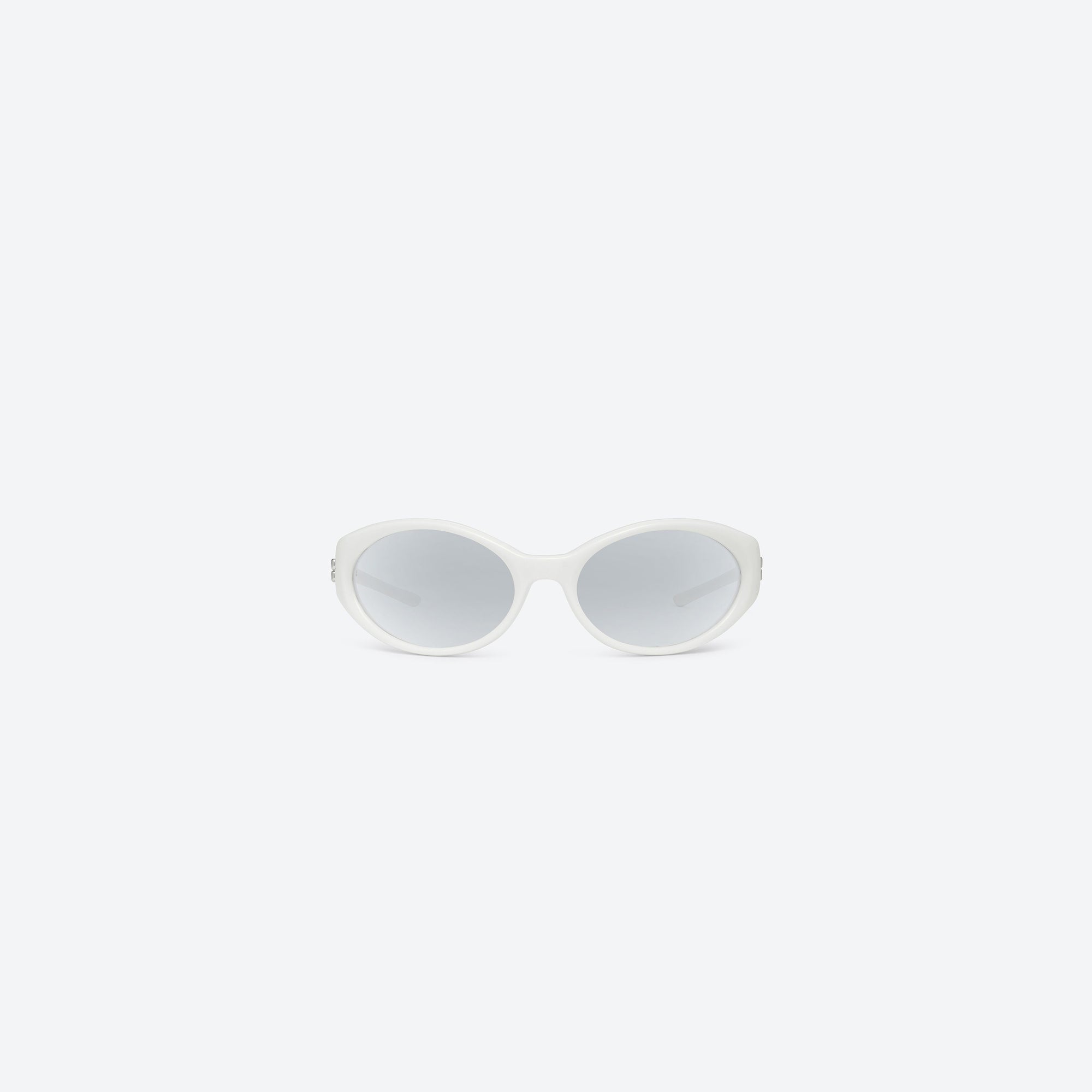 A front view of Gentle Monster Sphere W2 White Acetate framed Wraparound sunglasses.