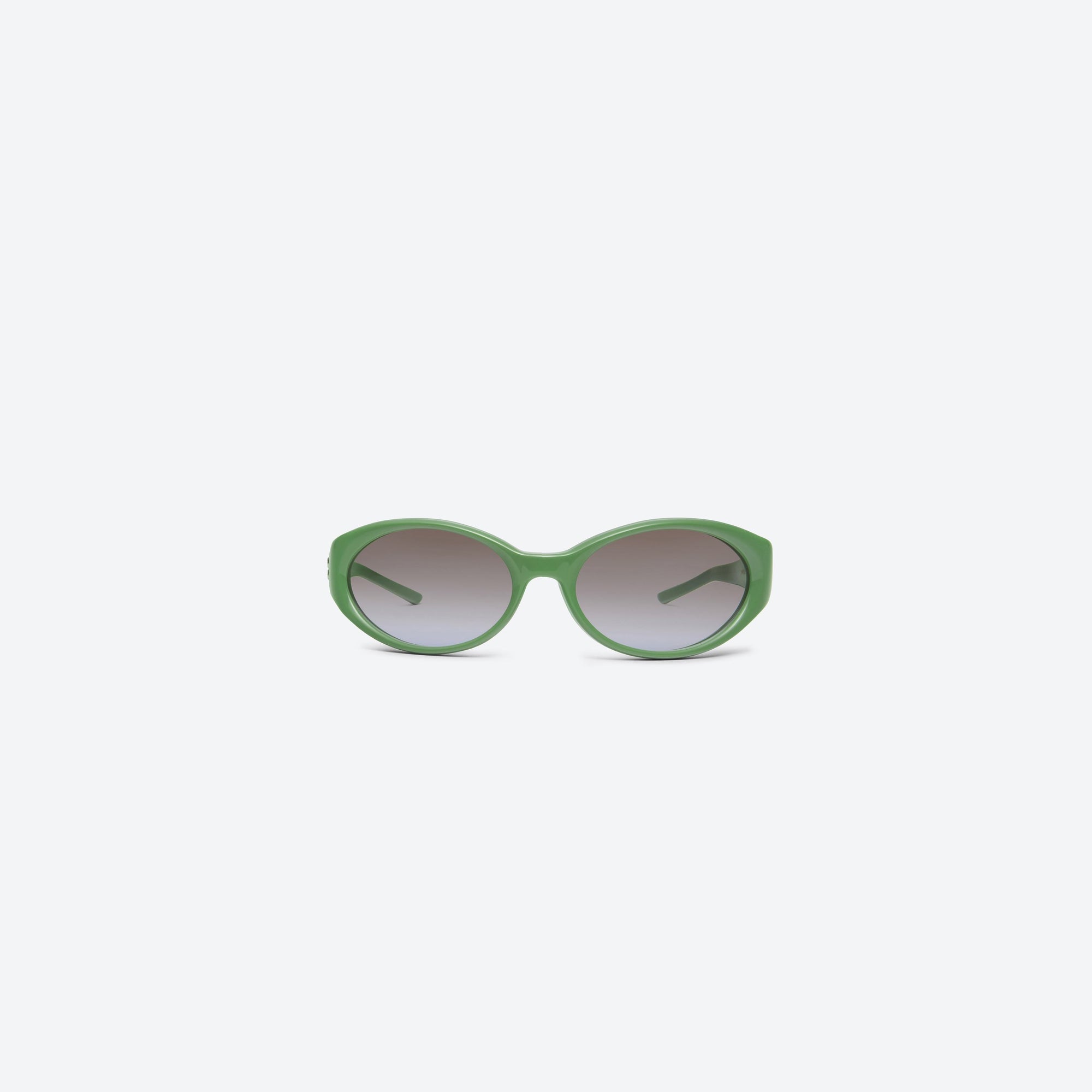 A front view of Gentle Monster Sphere GR7 Green Acetate framed Wraparound sunglasses.