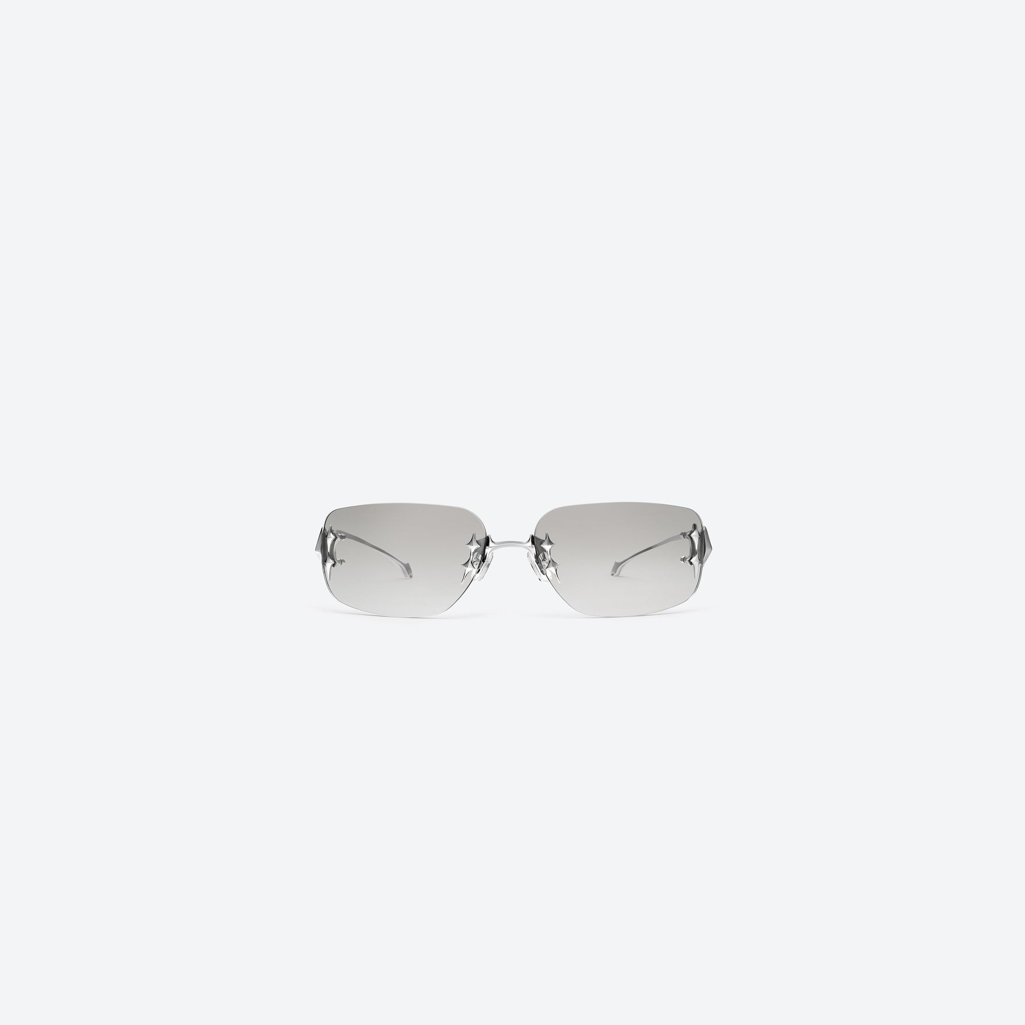 A front view of Gentle Monster Ttl 02(BRG) Silver Metal framed Square sunglasses.