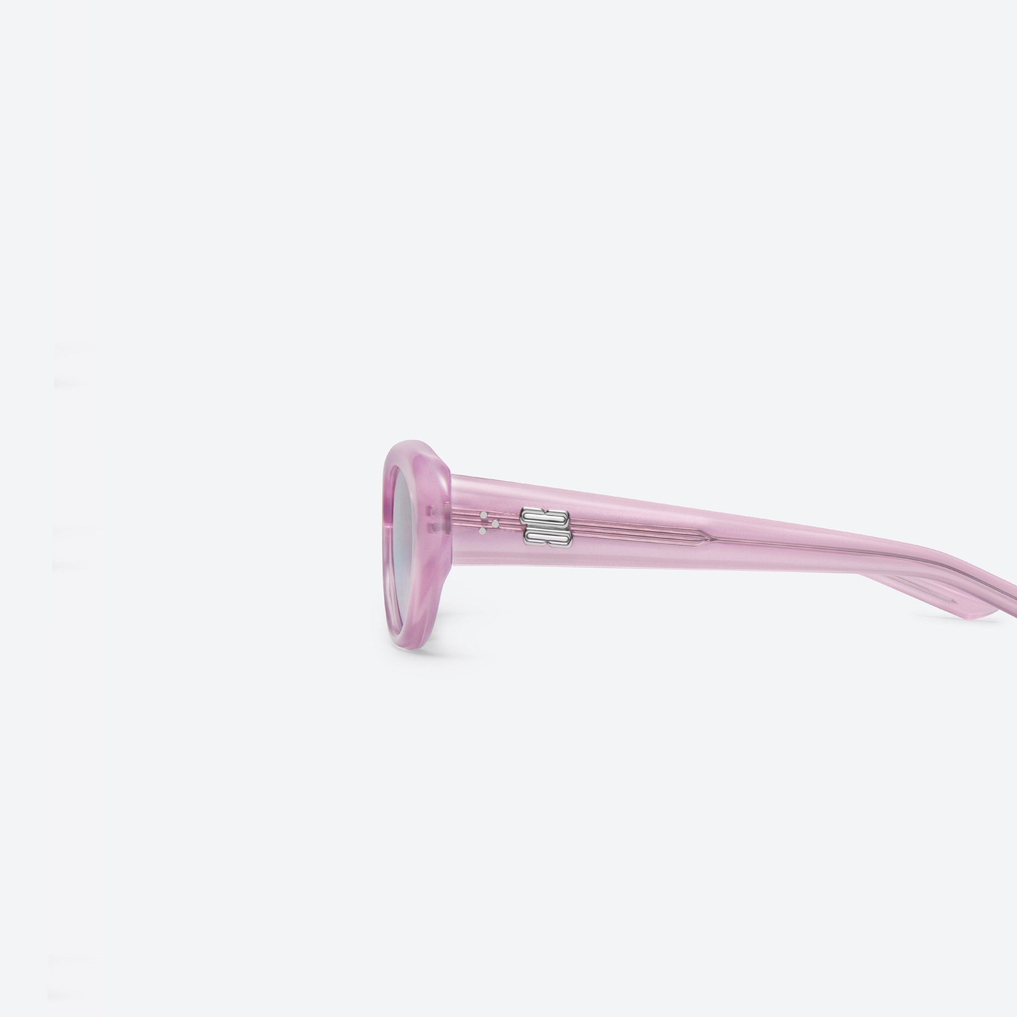 A detailed left view of Gentle Monster Umber PC9 Pink Acetate framed Oval sunglasses.