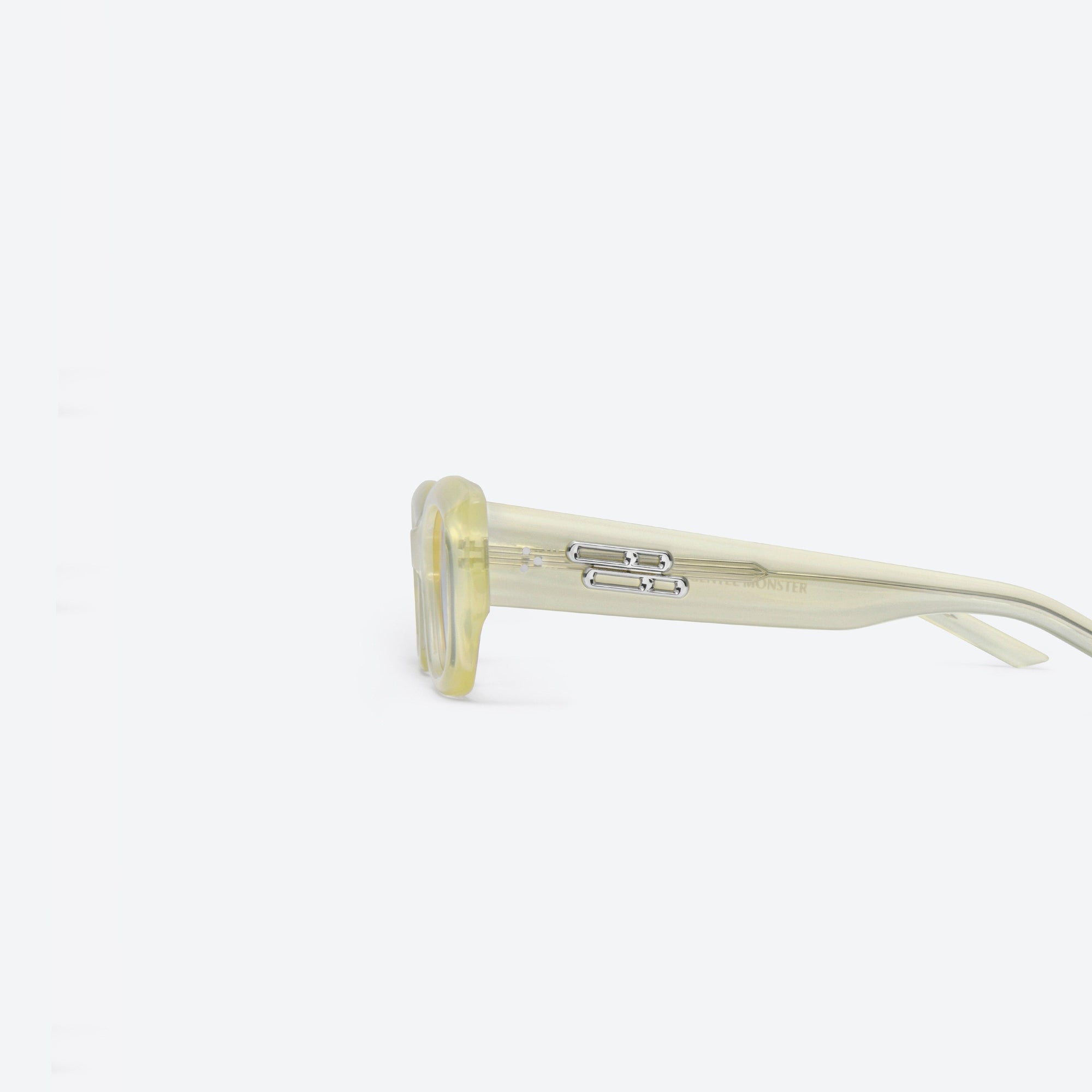 A detailed left view of Gentle Monster Venom YC9 Yellow Acetate framed Square sunglasses.