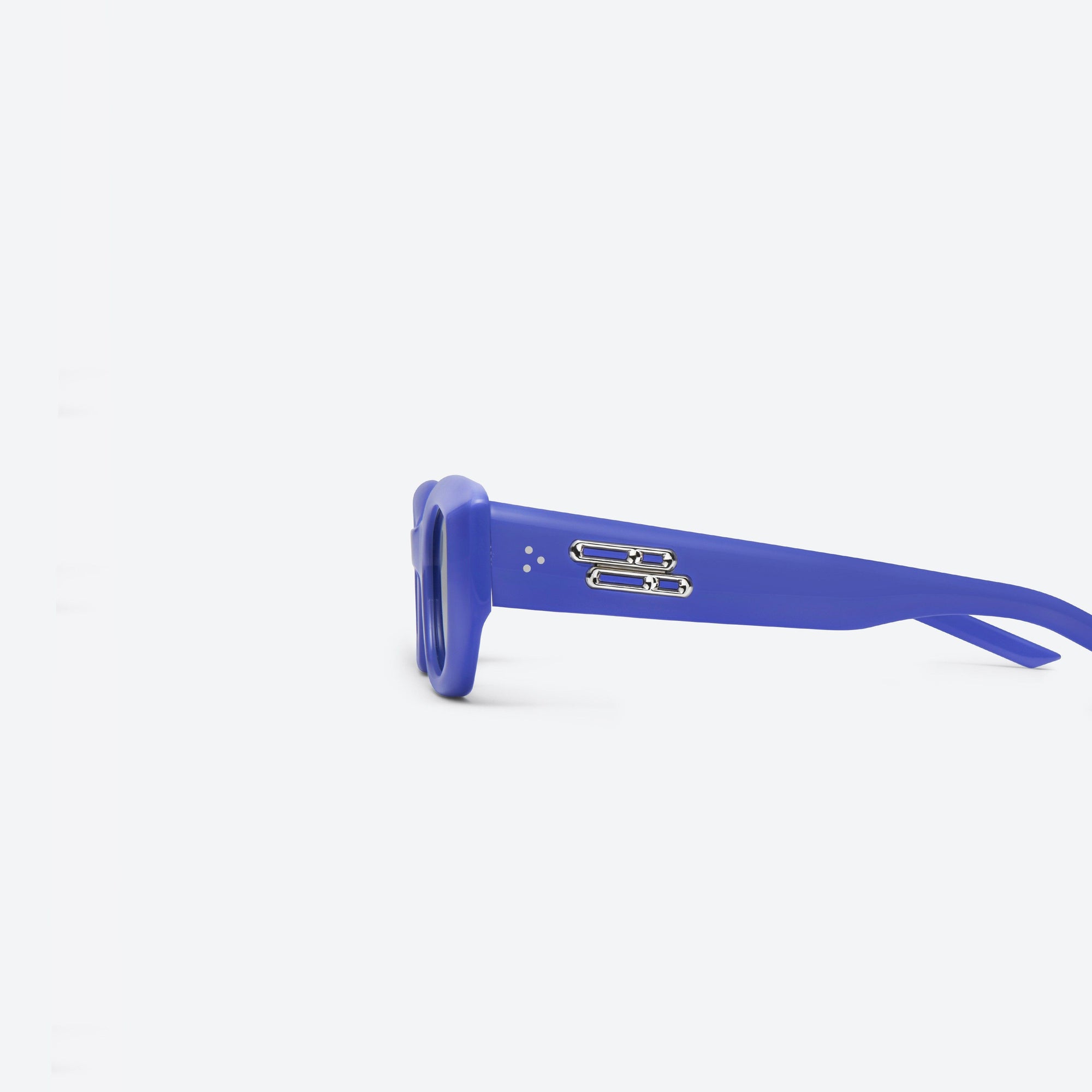 A detailed left view of Gentle Monster Venom V3 Purple Acetate framed Square sunglasses.
