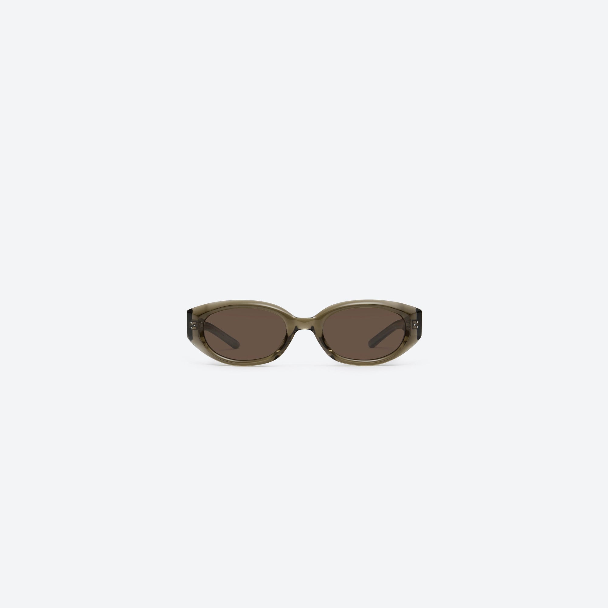 A front view of Gentle Monster Void KC6 Green Acetate framed Oval sunglasses.