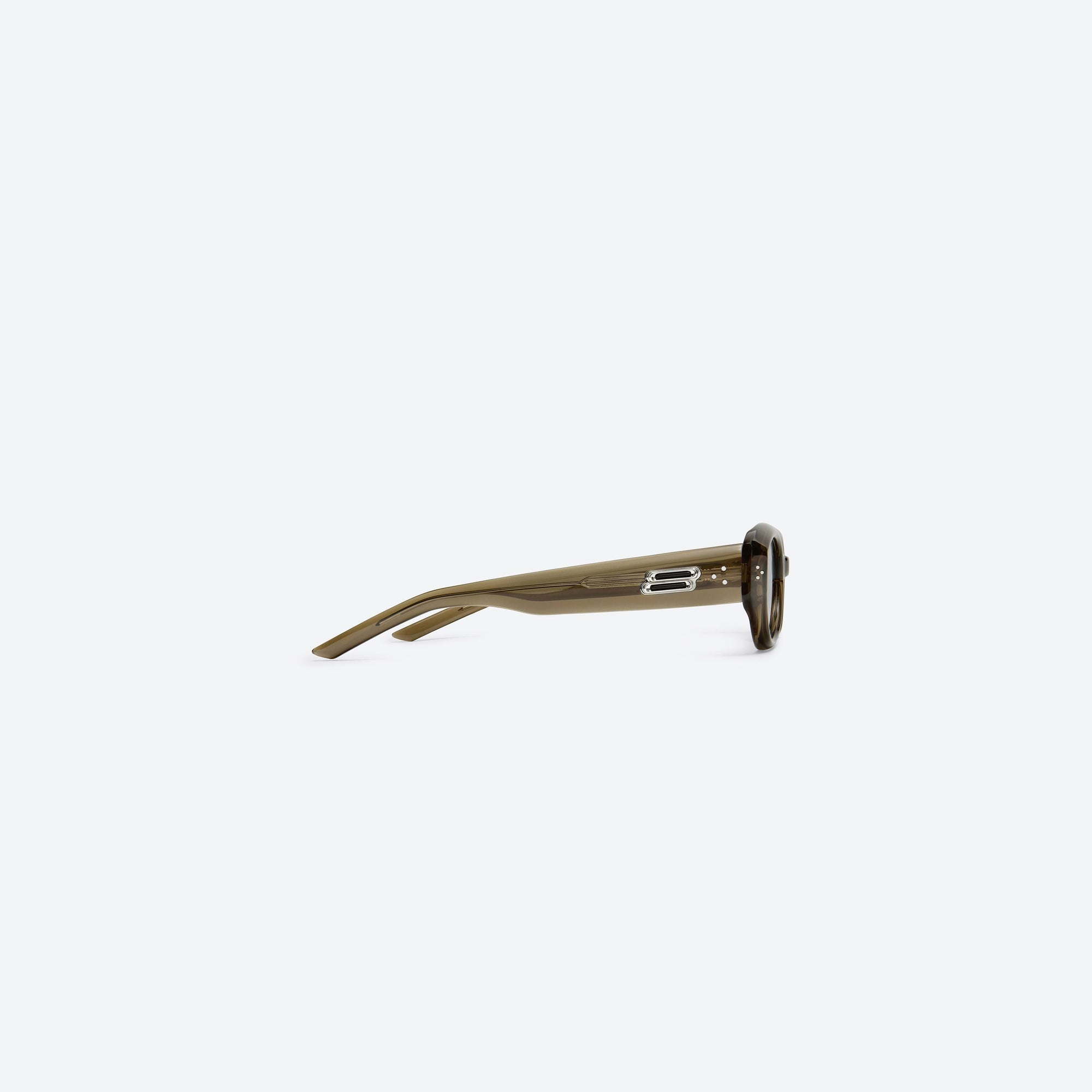 A detailed right view of Gentle Monster Void KC6 Green Acetate framed Oval sunglasses.