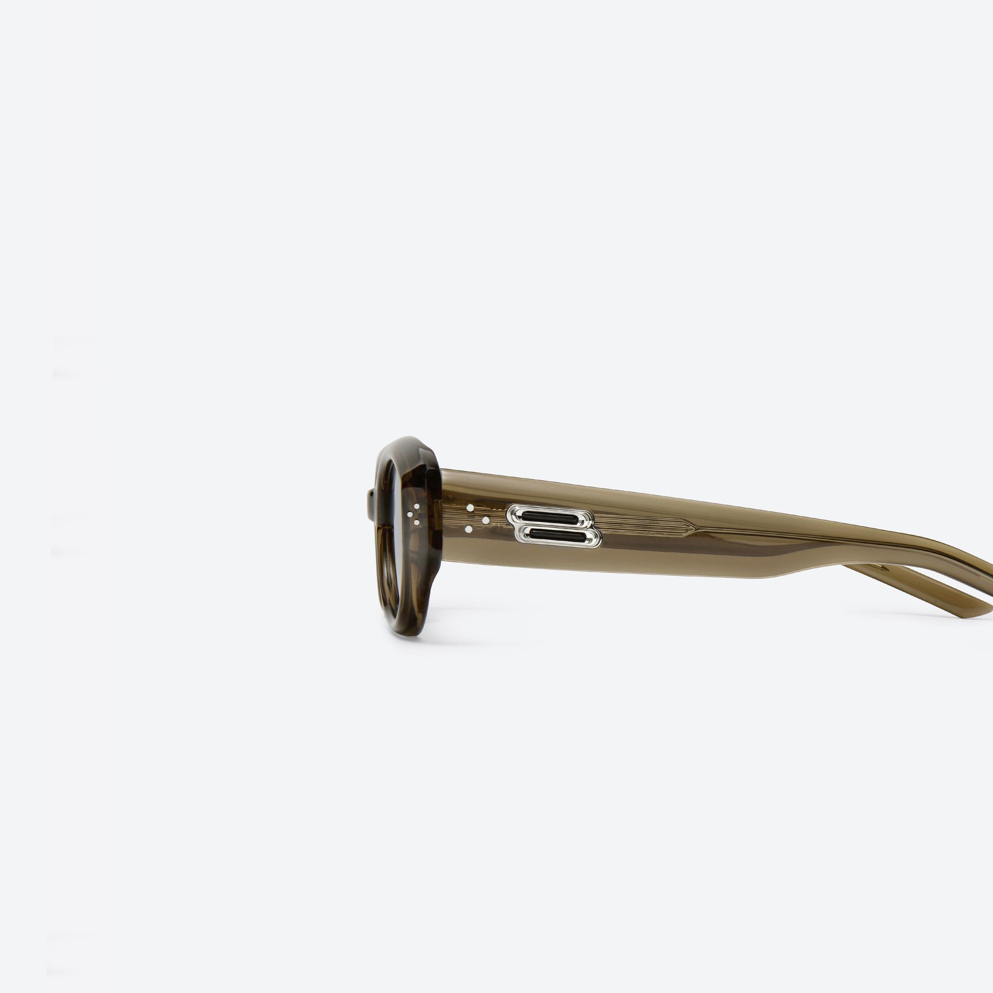 A detailed left view of Gentle Monster Void KC6 Green Acetate framed Oval sunglasses.