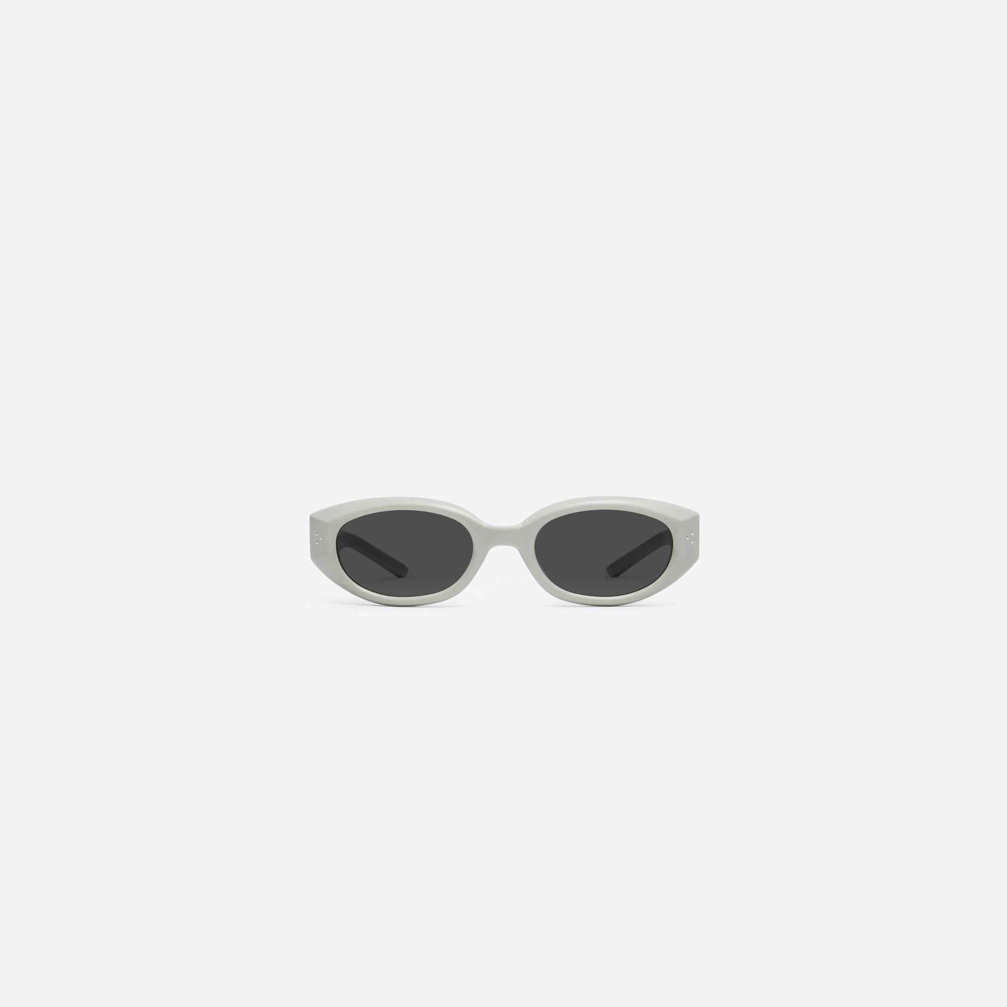 A front view of Gentle Monster Void G12 Gray Acetate framed Oval sunglasses.