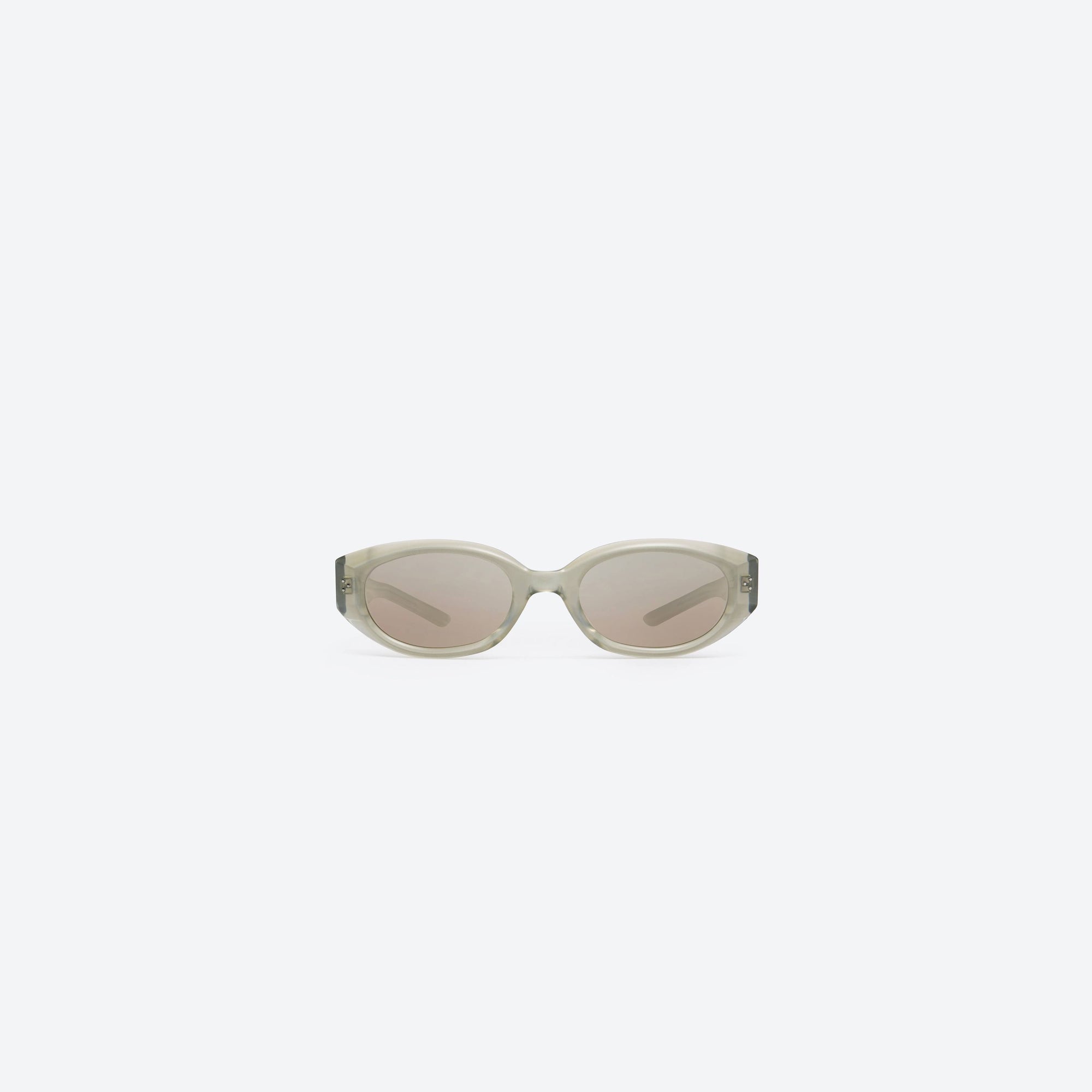 A front view of Gentle Monster Void GC10 Gray Acetate framed Oval sunglasses.