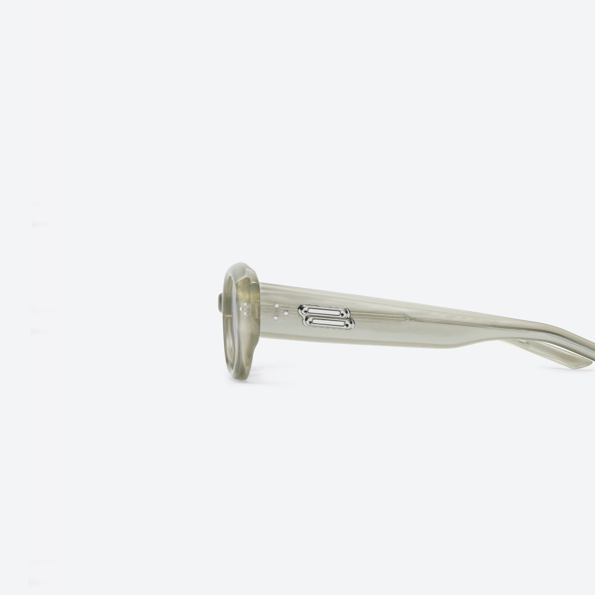 A detailed left view of Gentle Monster Void GC10 Gray Acetate framed Oval sunglasses.