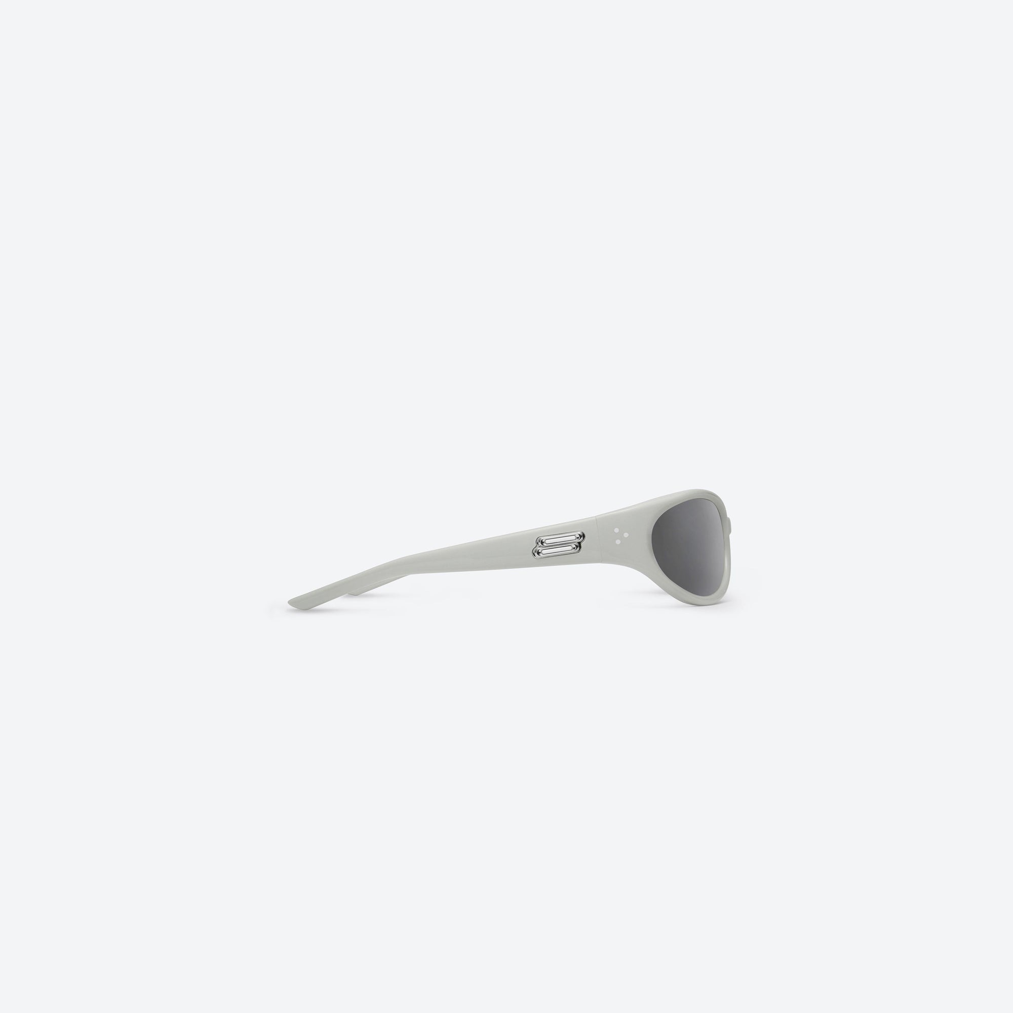 A detailed right view of Gentle Monster Young G12 Gray Acetate framed Wraparound sunglasses.