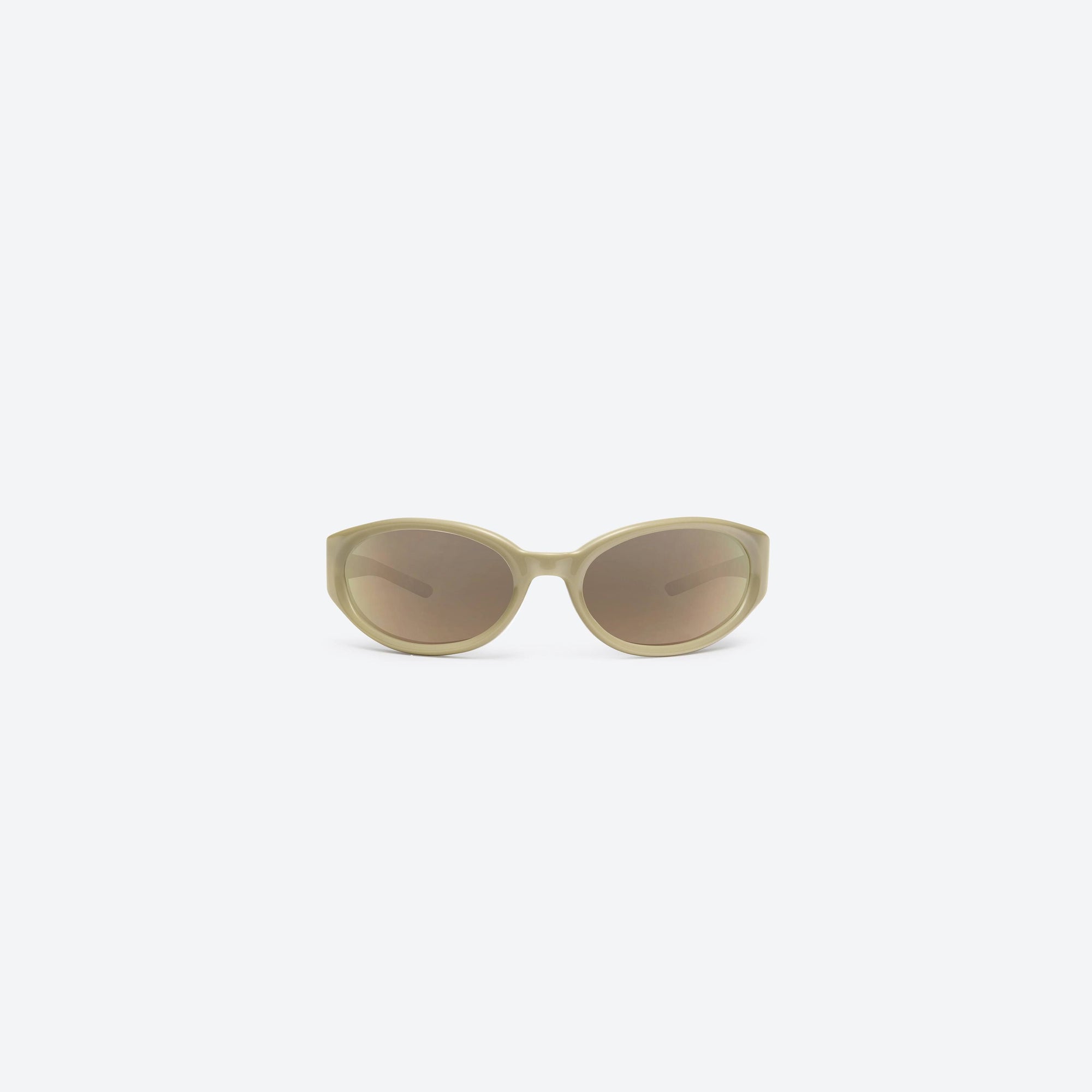 A front view of Gentle Monster Young Y10 Yellow Acetate framed Wraparound sunglasses.