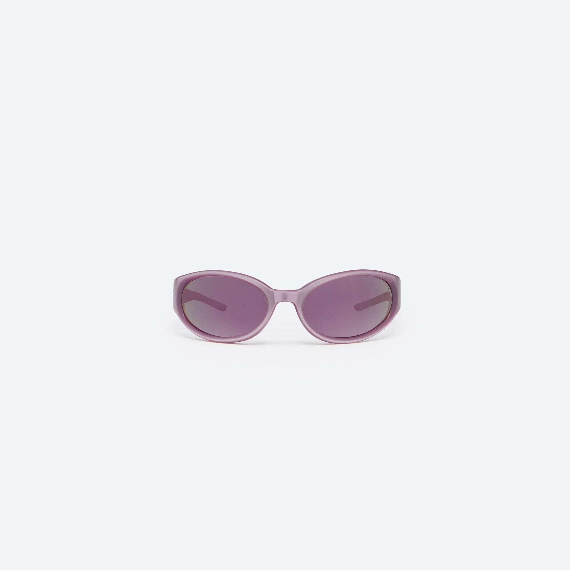 A front view of Gentle Monster Young PC5 Pink Acetate framed Wraparound sunglasses.