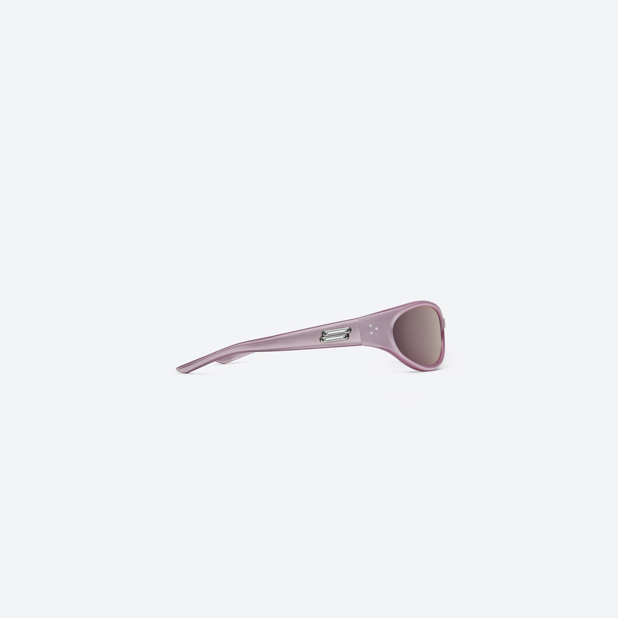 A detailed right view of Gentle Monster Young PC5 Pink Acetate framed Wraparound sunglasses.