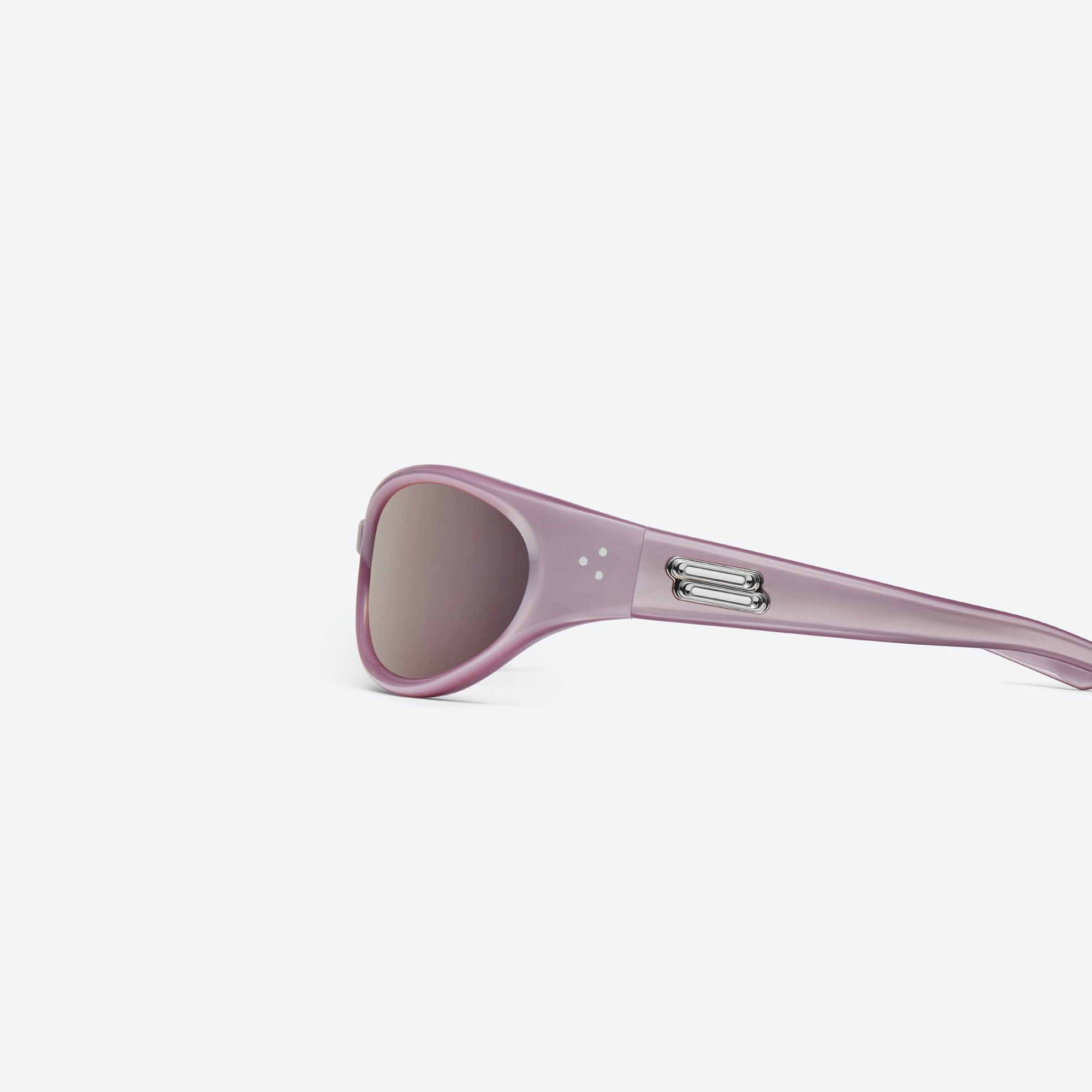 A detailed left view of Gentle Monster Young PC5 Pink Acetate framed Wraparound sunglasses.