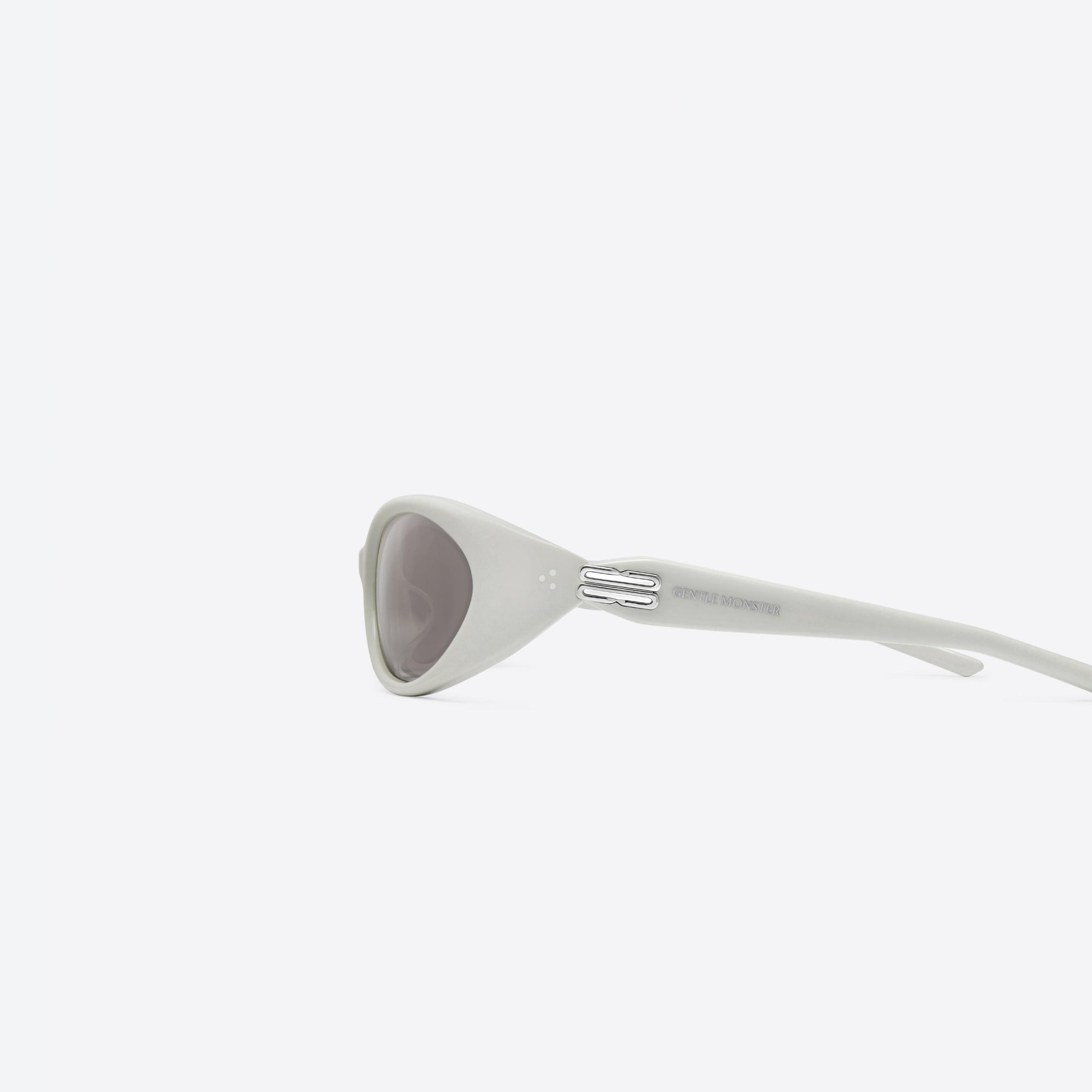 A detailed left view of Gentle Monster Atempo G12 Gray Acetate framed Wraparound sunglasses.